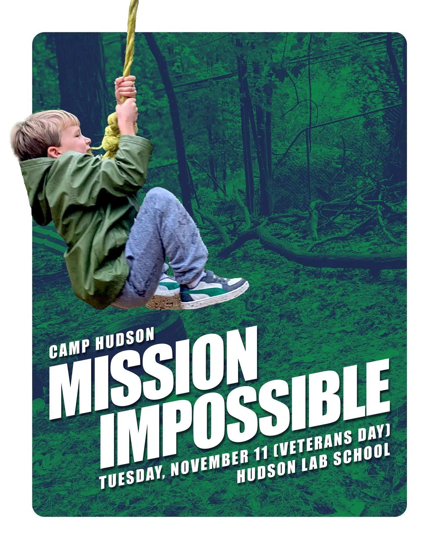 Camp Mission Impossible
Veterans Day | Tue, November 11

Your child&rsquo;s mission, should they choose to accept it&hellip; is to spend a day as a top-secret agent! At Camp Mission Impossible, campers will crack codes, solve mysteries, and outsmart 