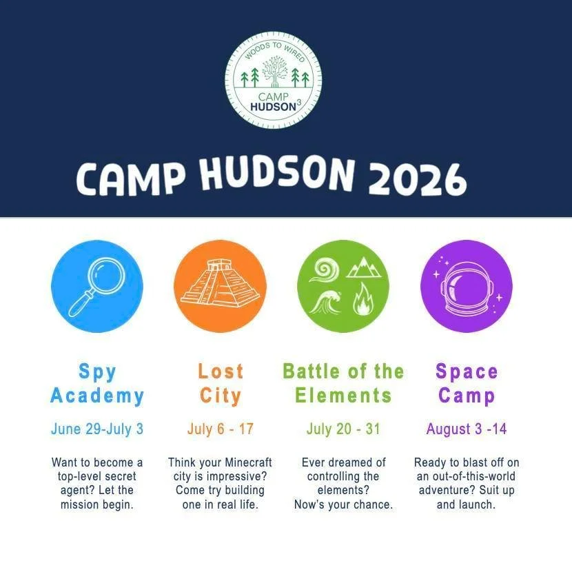 Camp Hudson 2026 registration is open and our Black Friday special is live.

If your child dreams of cracking secret codes, building ancient cities, bending the elements, or heading into deep space, this is their summer.

Families can save 10% on any