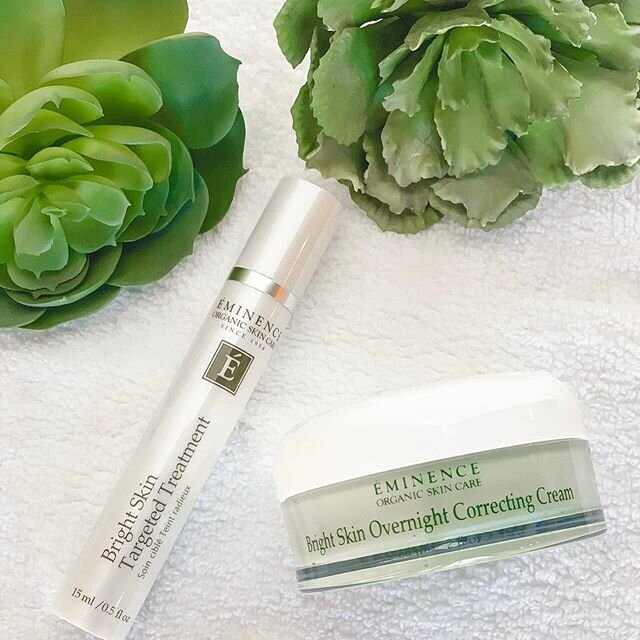 Staying out of the sun and heat while social distancing? It&rsquo;s the perfect time to even out your skin tone... you just need a few brightening, lightening and anti-inflammatory products from @eminenceorganics. 🌞
.
.
We can also customize the per
