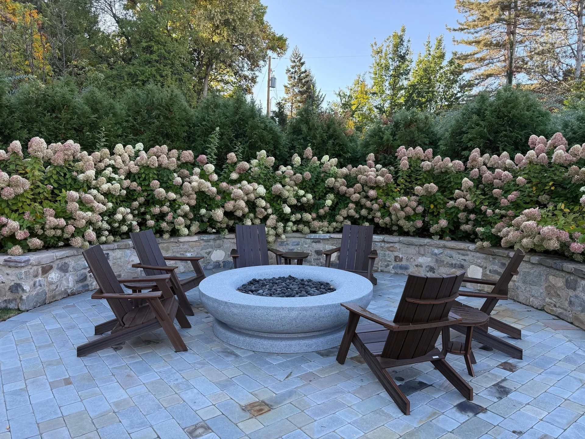 Chilled evenings, cozy flames, and limelight hydrangeas in full color.

#hydrangeas #landscapedesign #firefeature #firepit #utahlandscaper #utahlandscape #autumnnights
#lawn #stonecraft #hardscape #patio