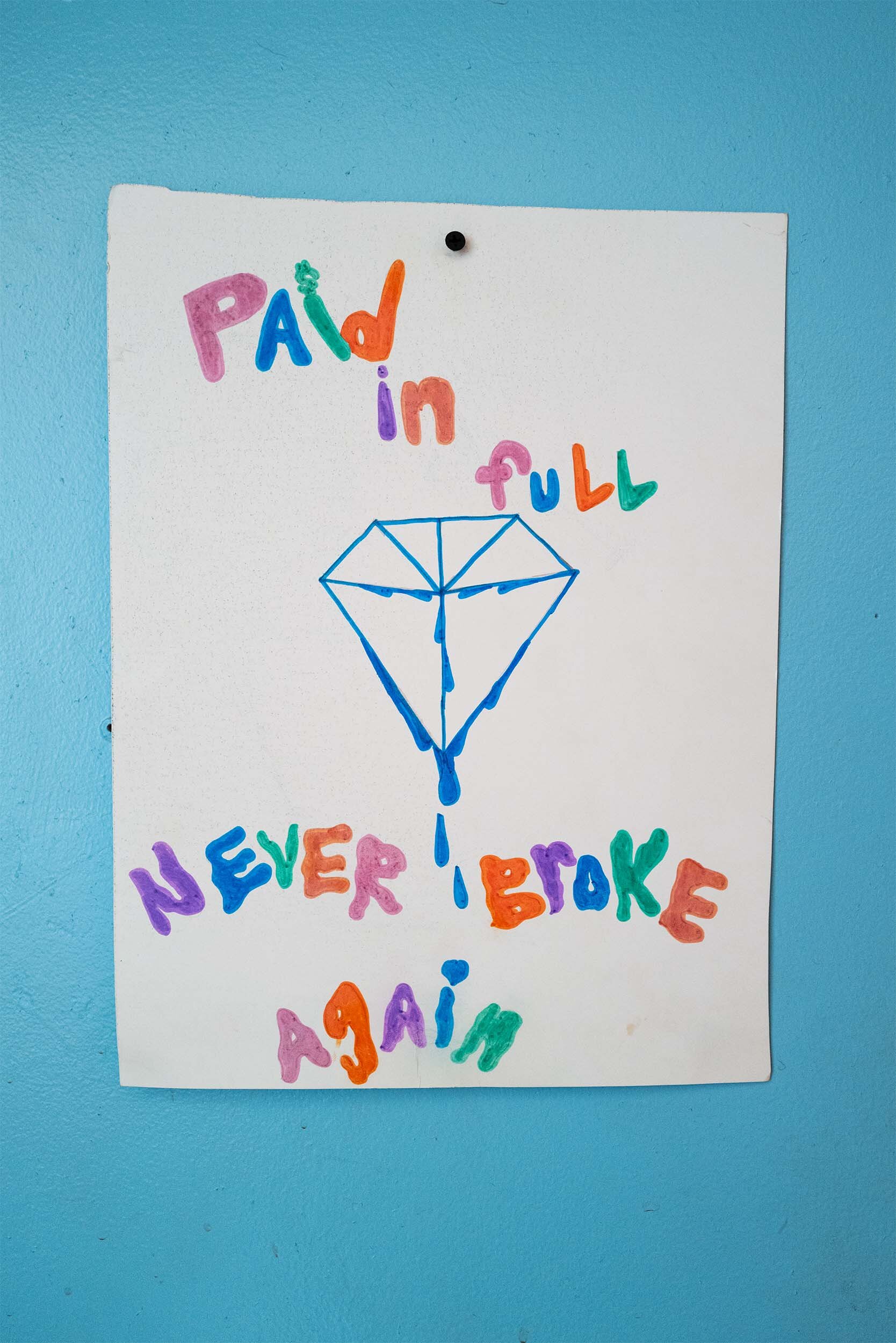  A drawing that Reuben made at his Intensive Outpatient treatment (IOP) hangs on the wall in his room. 