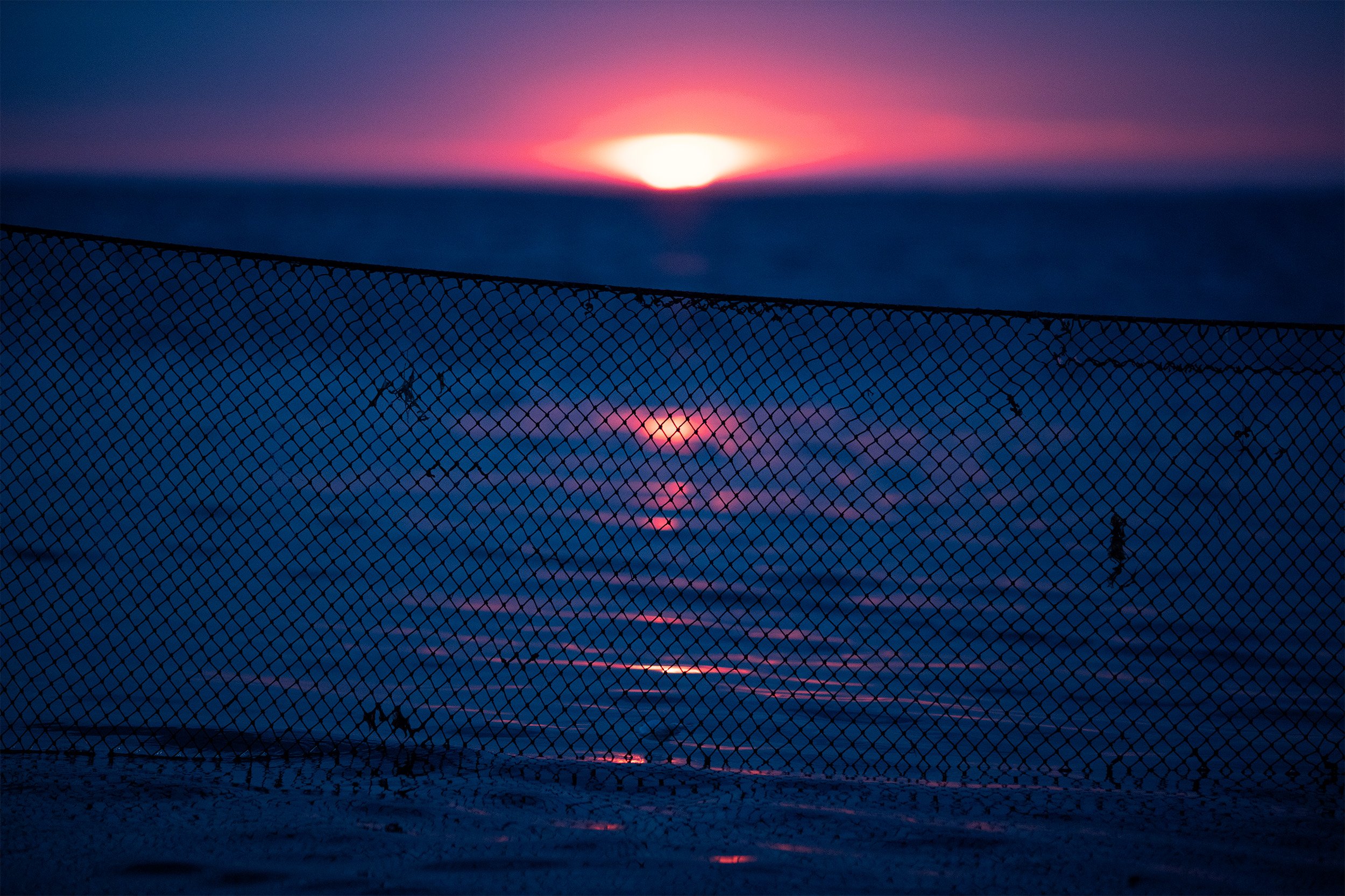  The sun rises behind Capt. Polly’s pound net. Work begins around 4 a.m. and continues until noon every day but Sunday throughout the fishing season. For watermen, witnessing many sunrises throughout the year is a cherished aspect of their work. 