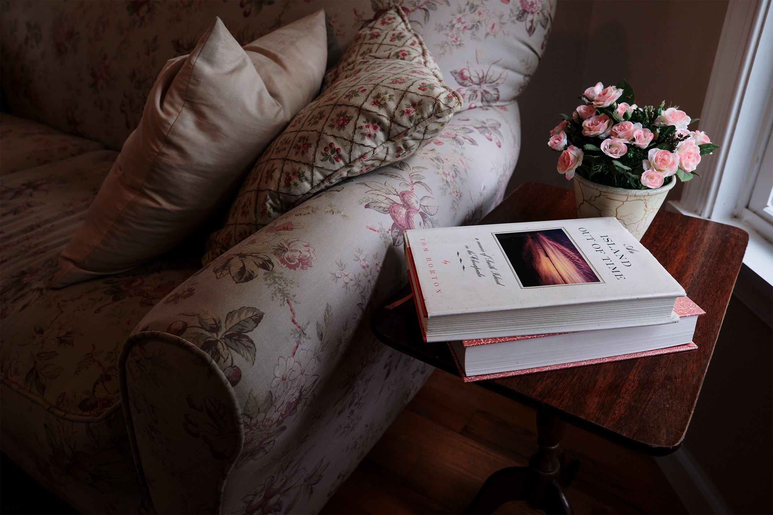 A copy of An Island out of Time, a memoir of the Smith Island Community, sits on a coffee table in the Smith Island Inn. 
