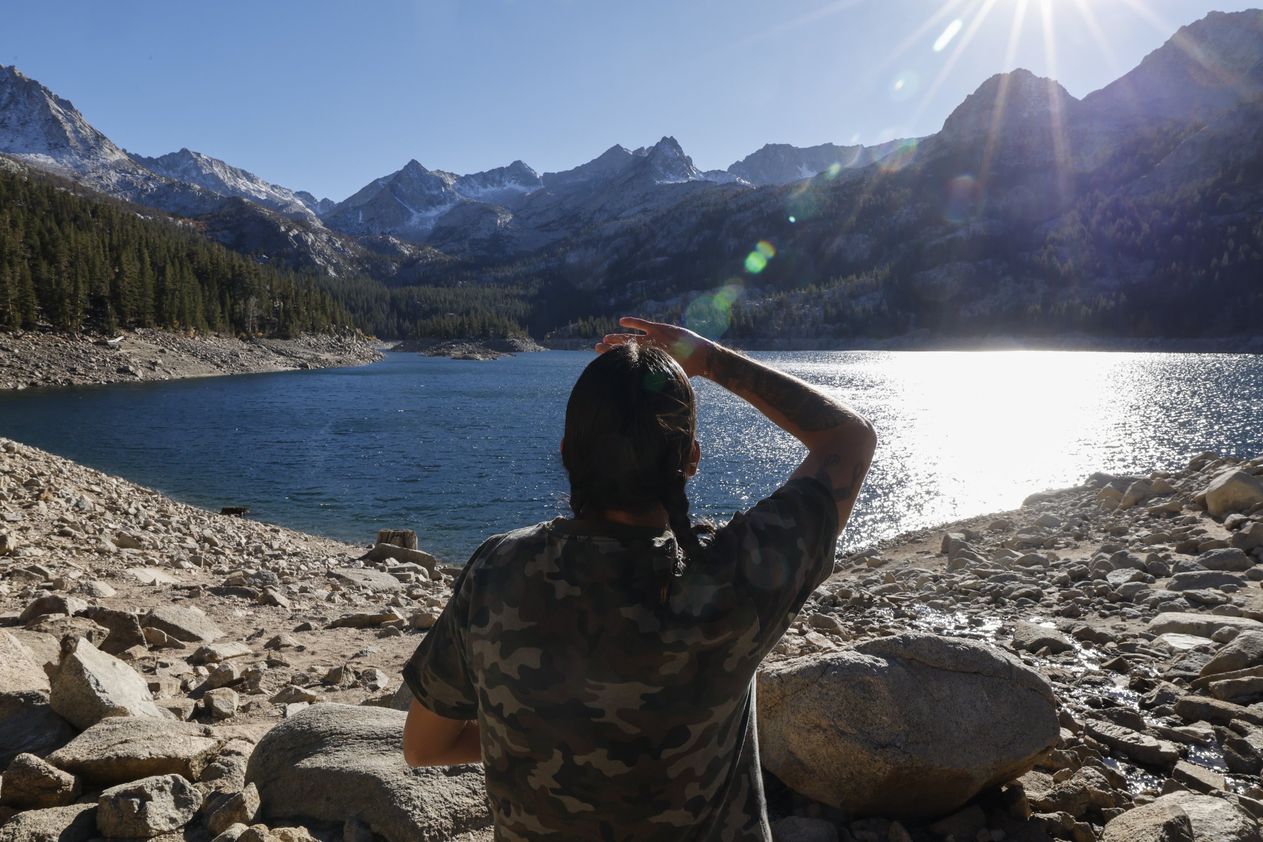  Thomas River Watterson, a member of the Paiute who lives on the reservation in Owens Valley, looks out over South Lake, one of the dammed tributary lakes that eventually feed into the Owen’s River in Owens Valley on Wednesday, Oct. 8, 2025 in Bishop