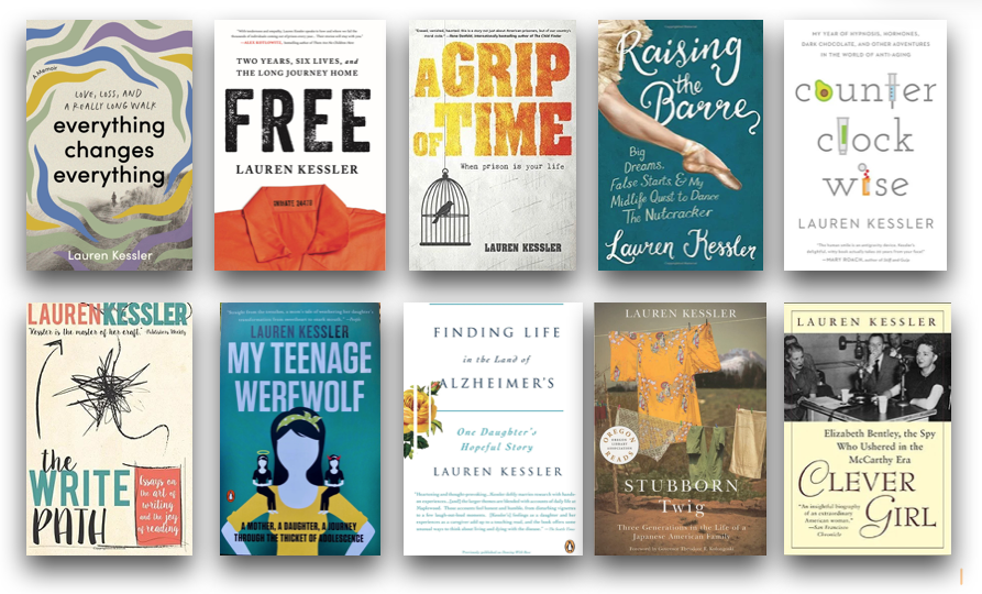 ten covers of Lauren Kessler's more recent books