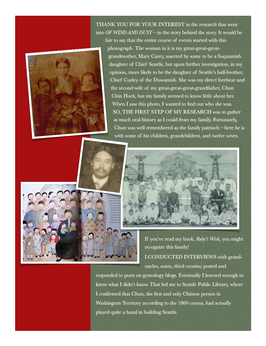 Cover page of fact sheet showing archival photos of Shirin's forebears.