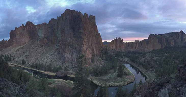 Smith Rock at sunset. Photo courtesy of Katie Gavares