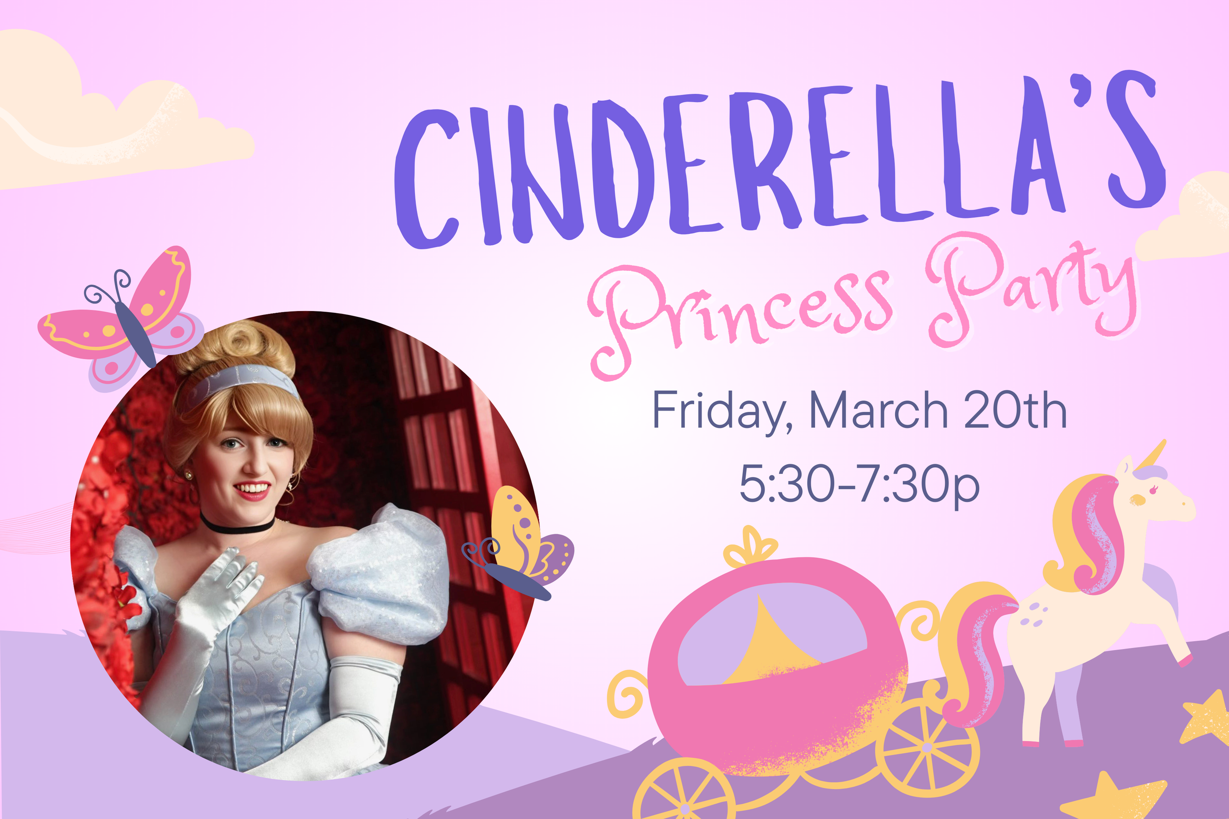 Pink Purple and Yellow Playful Princess Girl Butterfly Cute Illustration Birthday Tarpaulin.png