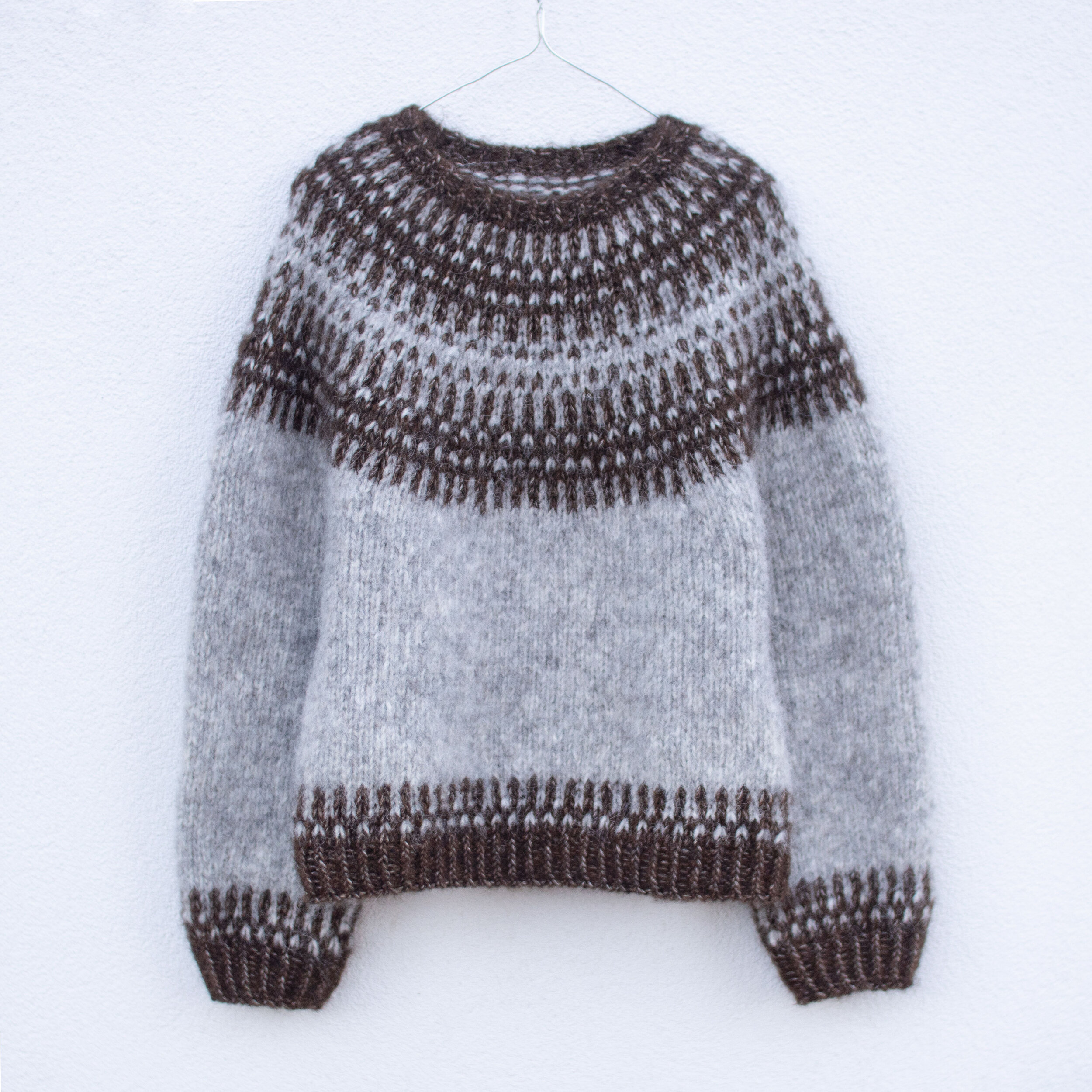 BADGER SWEATER is a soft and warm sweater that is worked from the top down.  — Anne Ventzel