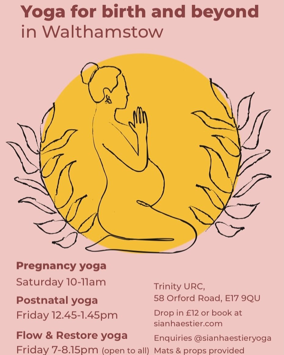 Pregnancy yoga for birth and beyond in E17 - take time for you and meet a community of mamas 🫶

Postnatal yoga for parents, carers and babies - recover from birth, feel good moving and bond with your babe.

New: Friday evening Flow &amp; Restore - y