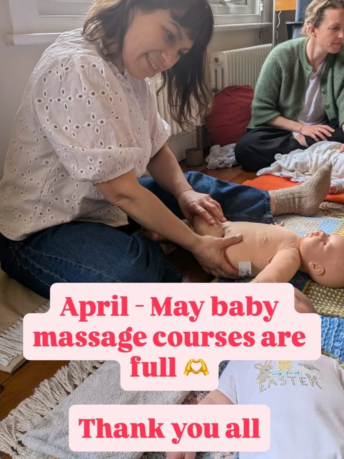 Taking a break from baby massage for a few weeks while the kids are on Easter hols. 

So excited to welcome April&rsquo;s groups later this month! 

If you&rsquo;re of the disposition to get future plans locked in, you might want to know I&rsquo;ve j