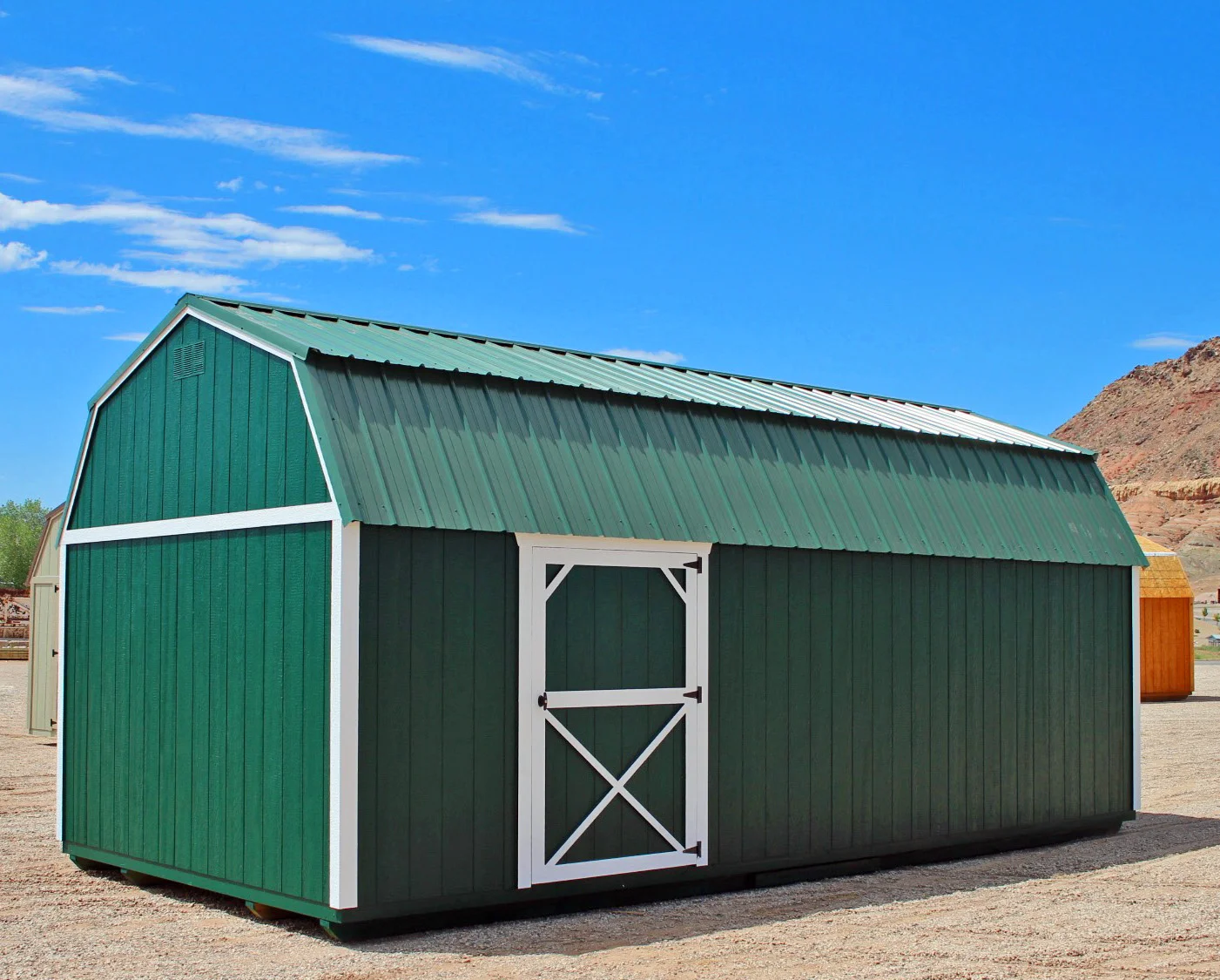Painted LP SmartSide Panels and free metal roof upgrade - Vegas Sheds