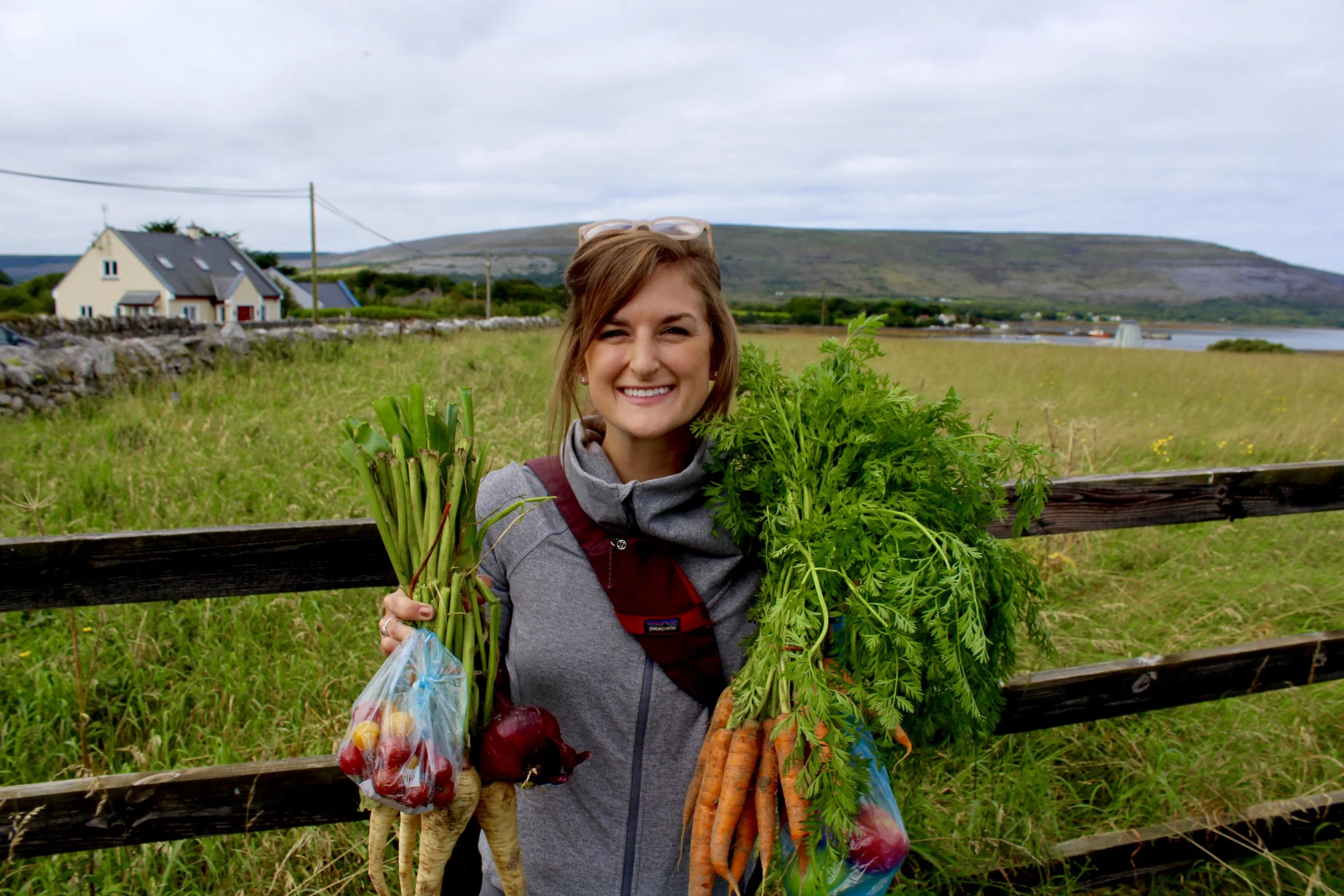 Me and fresh veggies from the Ballyvaughan Farmer’s Market!