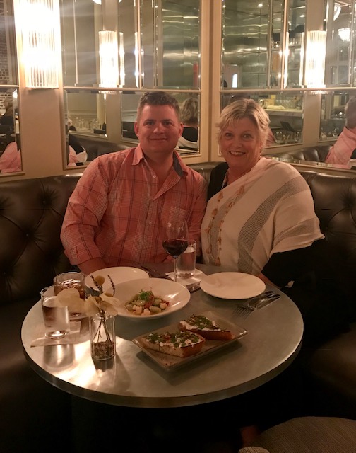 Dede enjoying a night out at Tradd’s with her son Thomas.