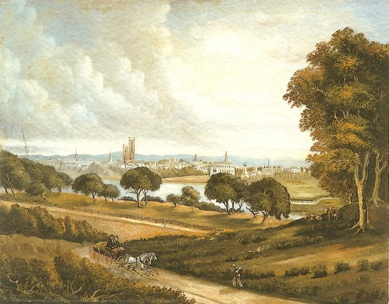 View of Oakland Across Lake Merritt, 1875