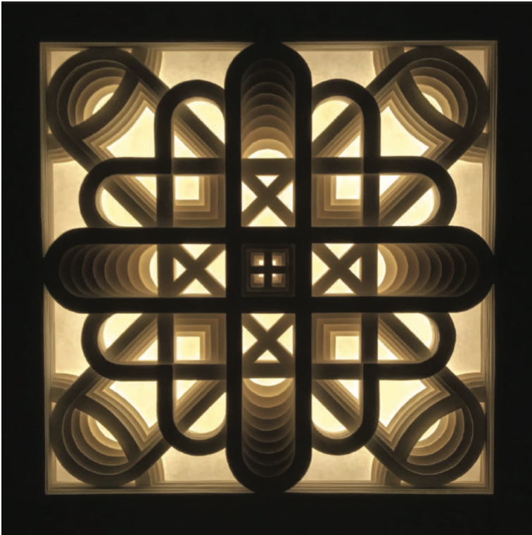 Boris Ipsum Mathildenhoehe (Illuminated), 2016 Hand carved paper and cardboard with LED's 12 x 12 in. (30.5 x 30.5 cm)
