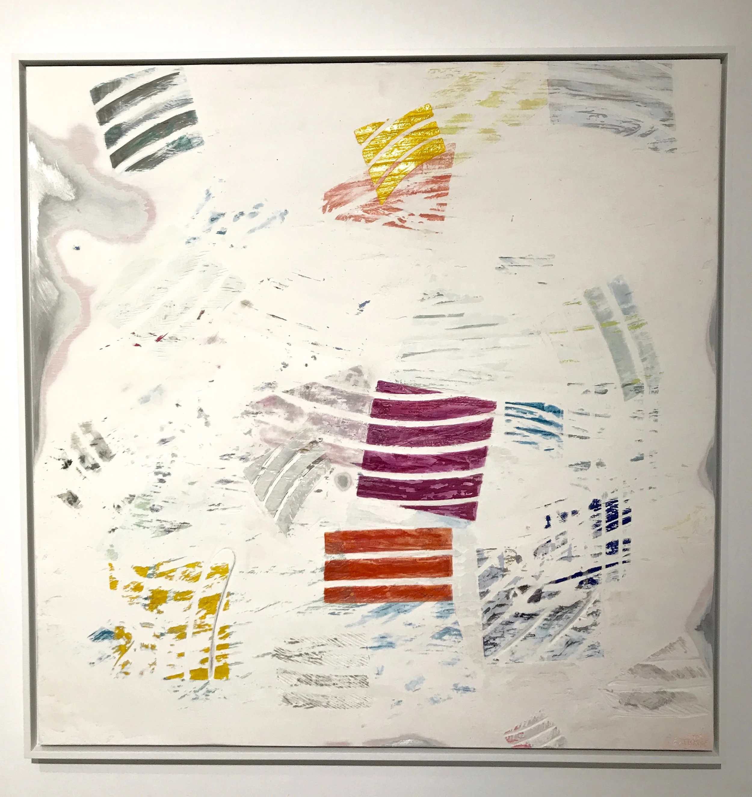 Emily Weiskopf Matter (of Transformation) 2016 Plaster, enamel, and dye on Aluminum 36" x 36"