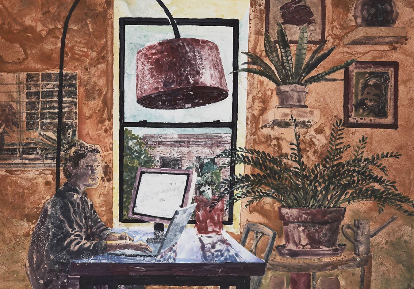 Marcelo Daldoce Abby Watercolor Monoprint 18x24”
