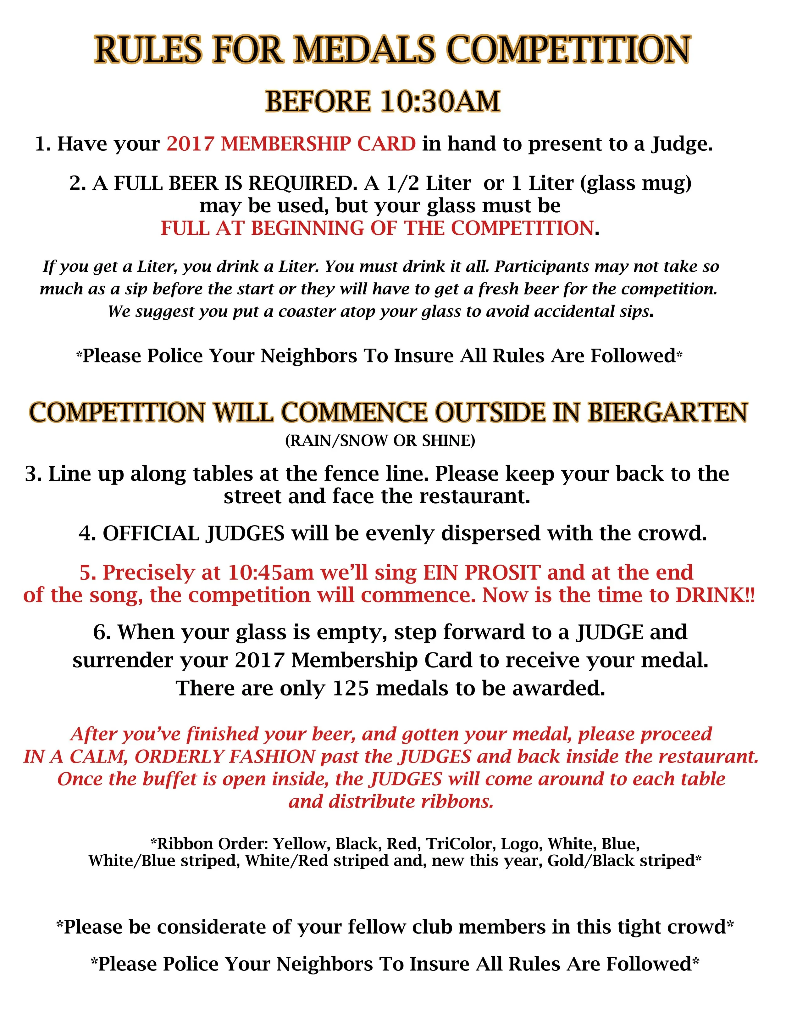 Medals Competition this Saturday 12/9/17