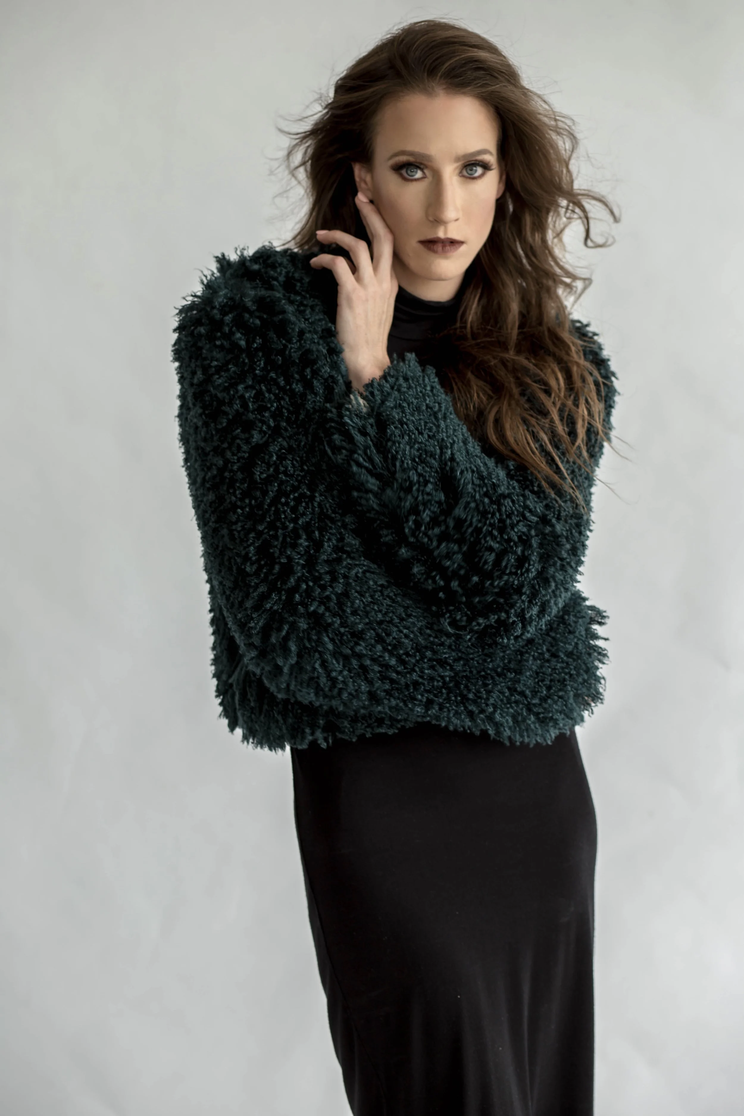 Model: Brandi Make-up Artist: Ashley Valentina Make-Up Artistry Jacket: Mattie Ideel Dress: All Dressed up Boutique Fashion Stylist: Dusk 'Til Daun, Llc. Photographer : Sweet Obsession Films