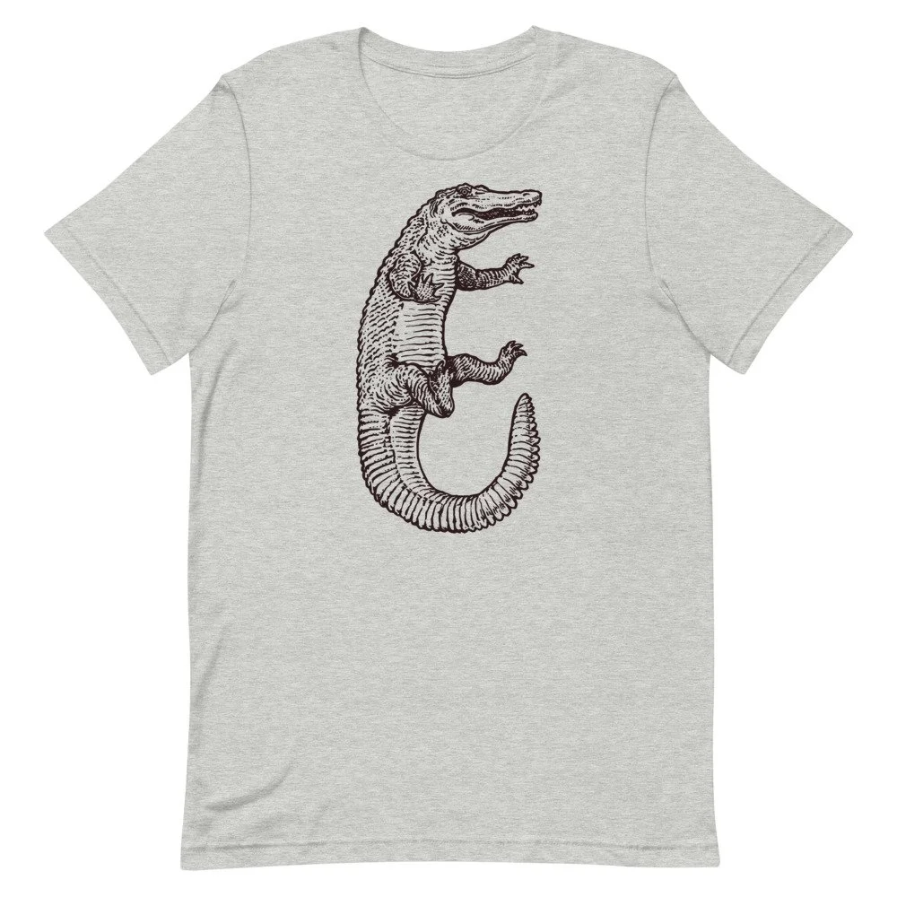 T-shirt Unisexe American Apparel - Motif Poisson Et Alligator, Nuage D'orage, Marron Moyen - Taille L