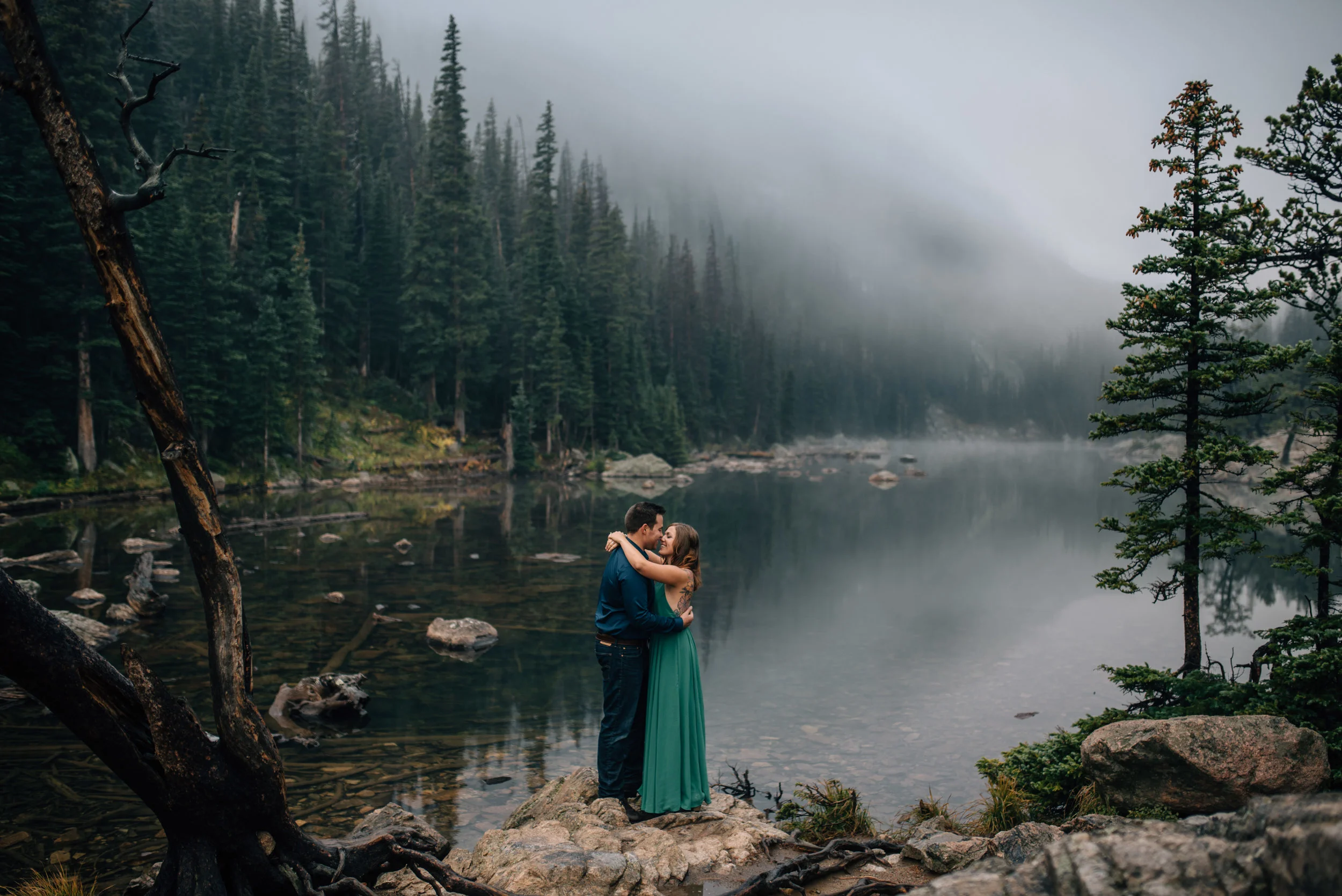 A DREAM LAKE ADVENTURE ENGAGEMENT SESSION IN ROCKY MOUNTAIN NATIONAL PARK 