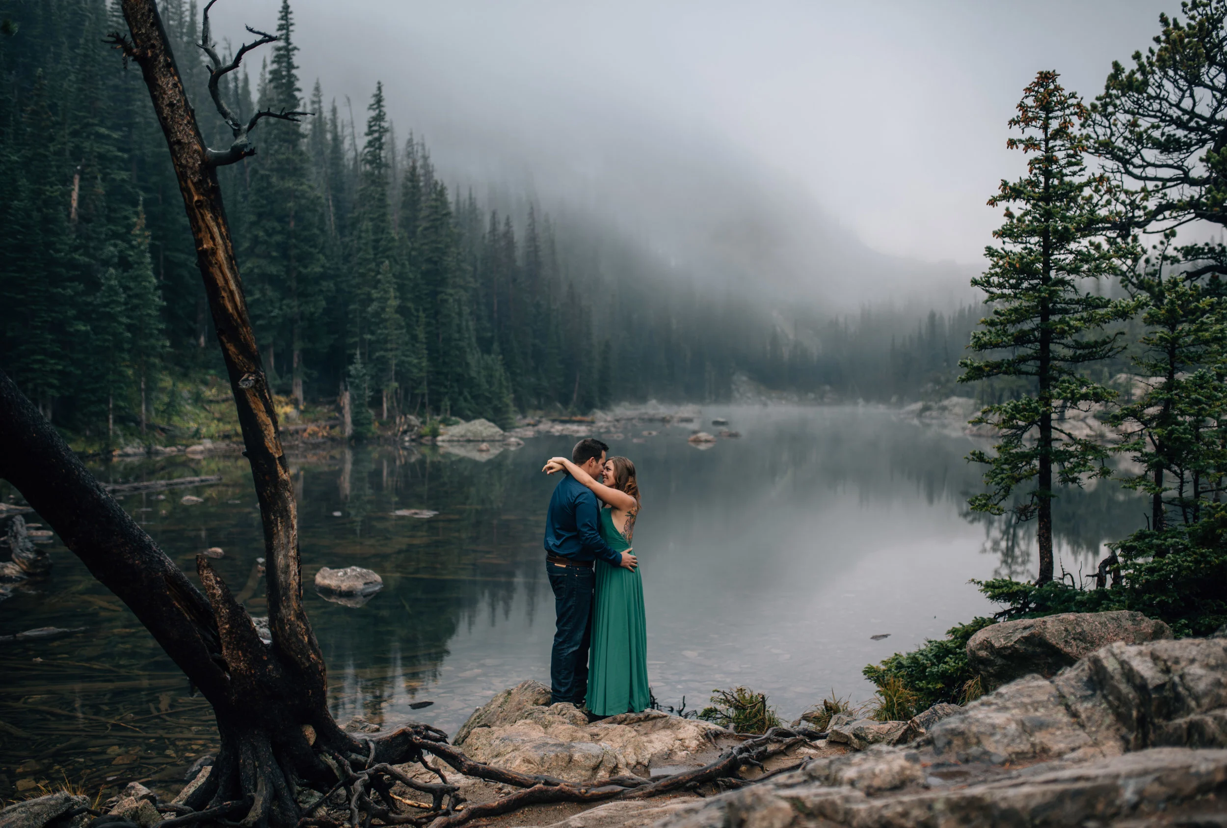  Dream Lake in RMNP engagement session. 