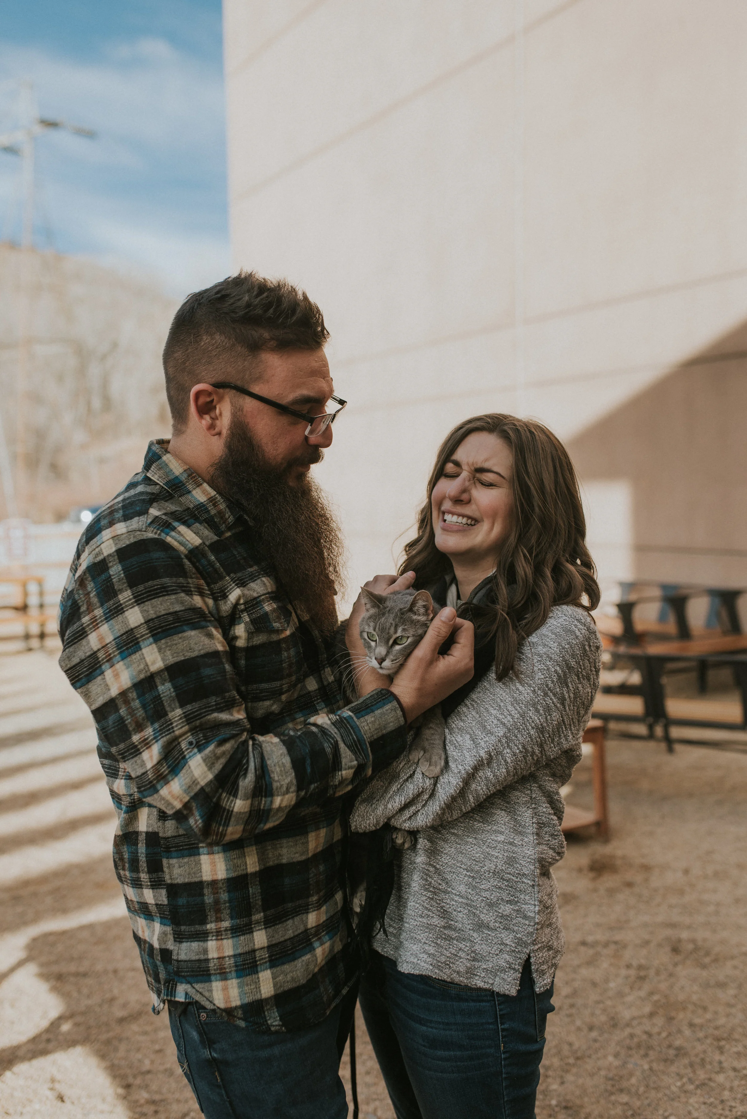 Engagement photos at a Colorado Brewery. New Terrain Brewery wedding photographer. 