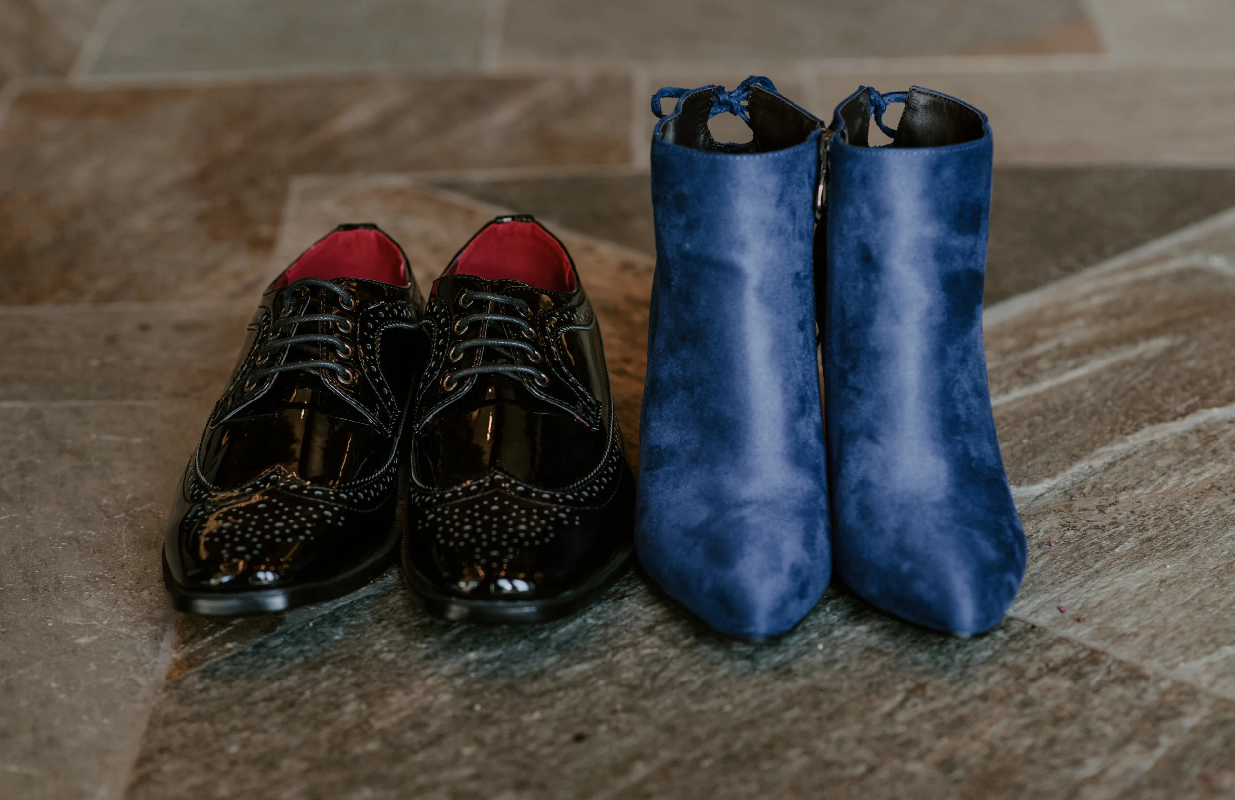  Beautiful detail shot of the bride and groom's shoes taken by a Colorado wedding and elopement photographer. 