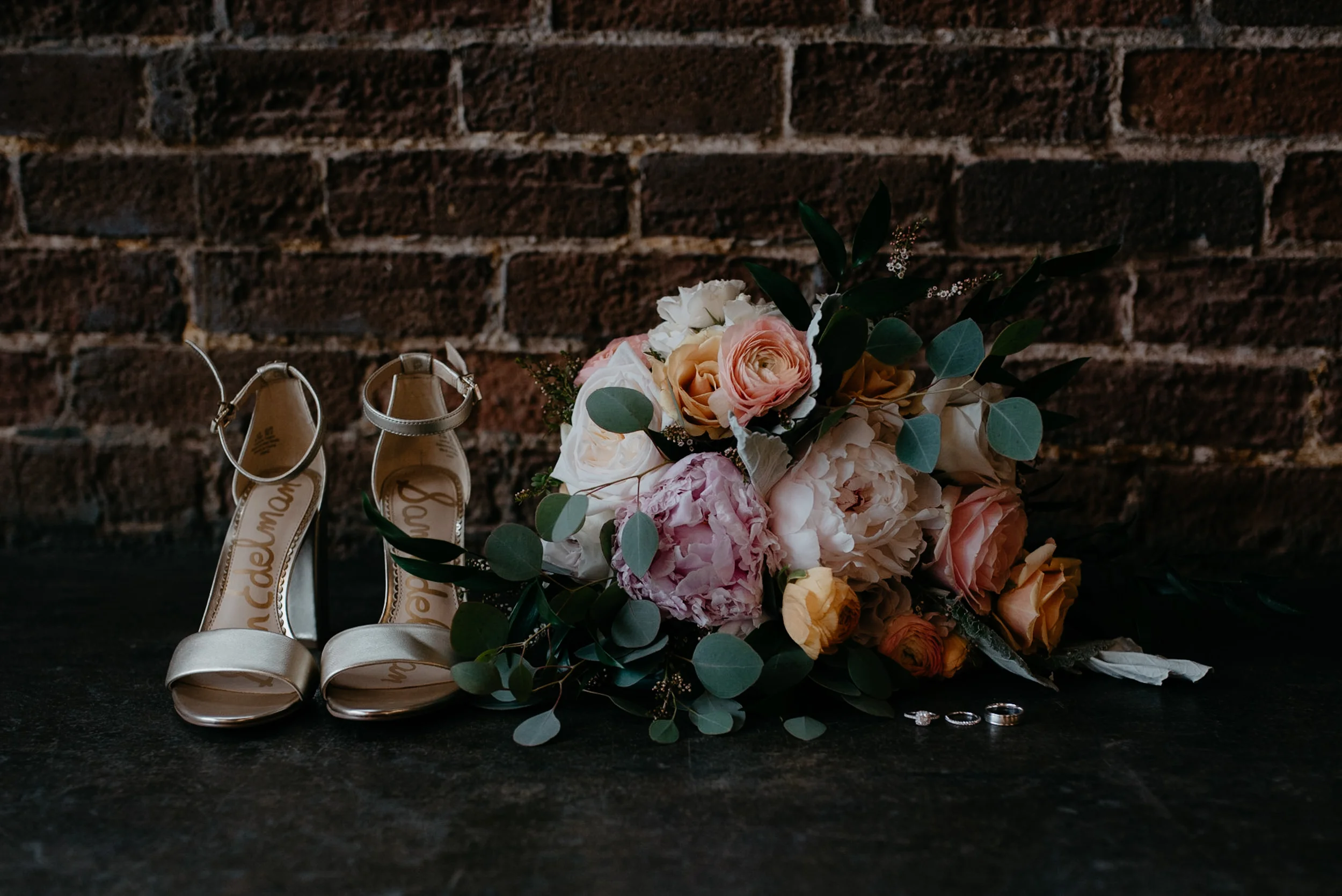  Denver, Colorado wedding at Moss. Colorado wedding photographer. Florals and shoes at Moss. 