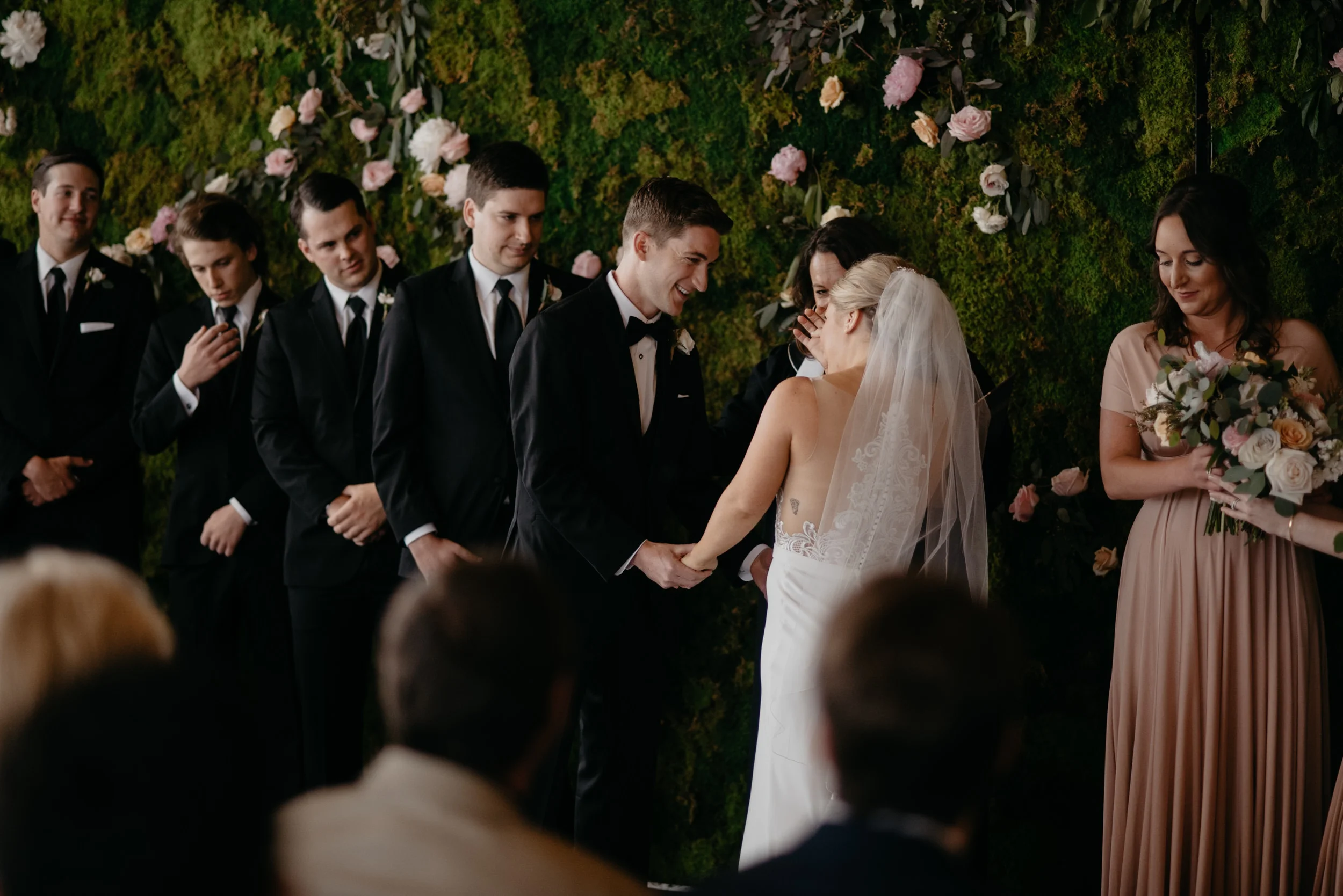  Bride and groom at Denver Moss wedding. Colorado wedding photographer. 