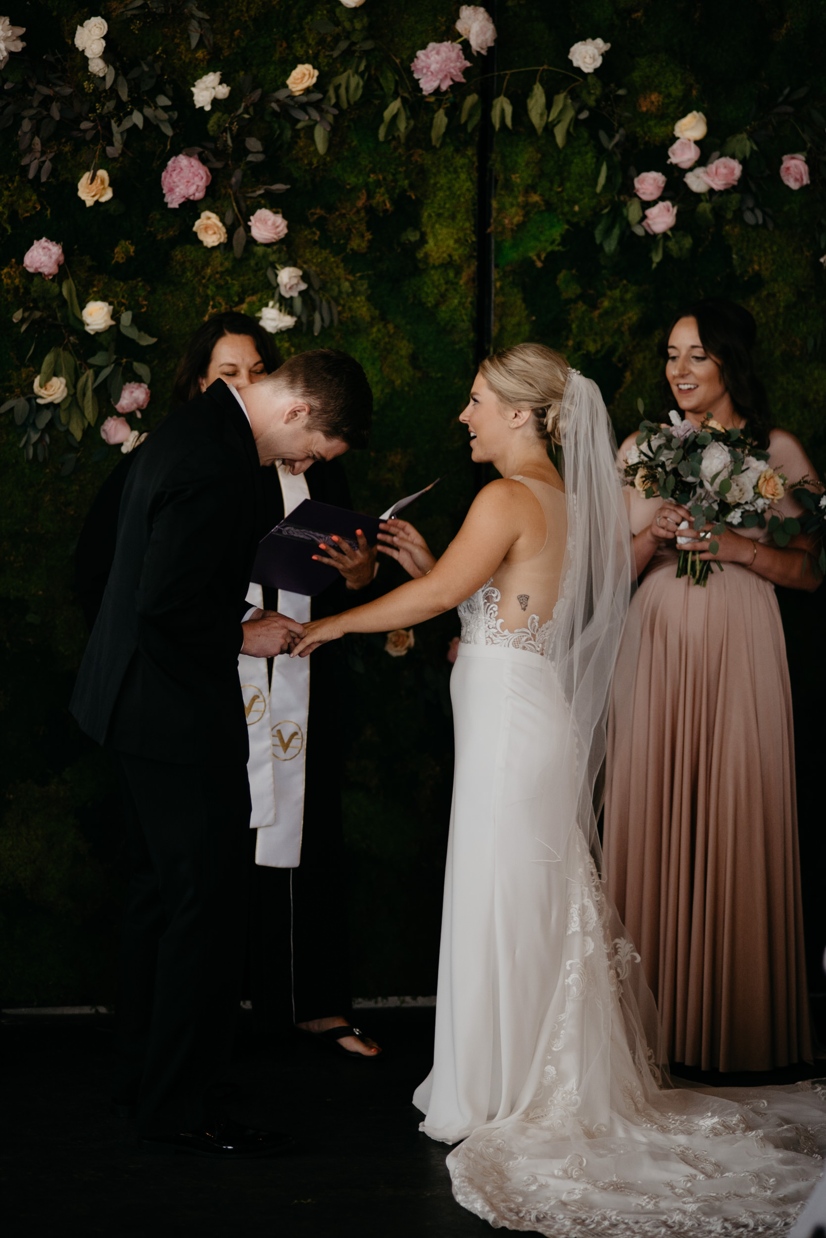  Denver wedding ceremony at Moss. Denver, Colorado urban wedding venue. 