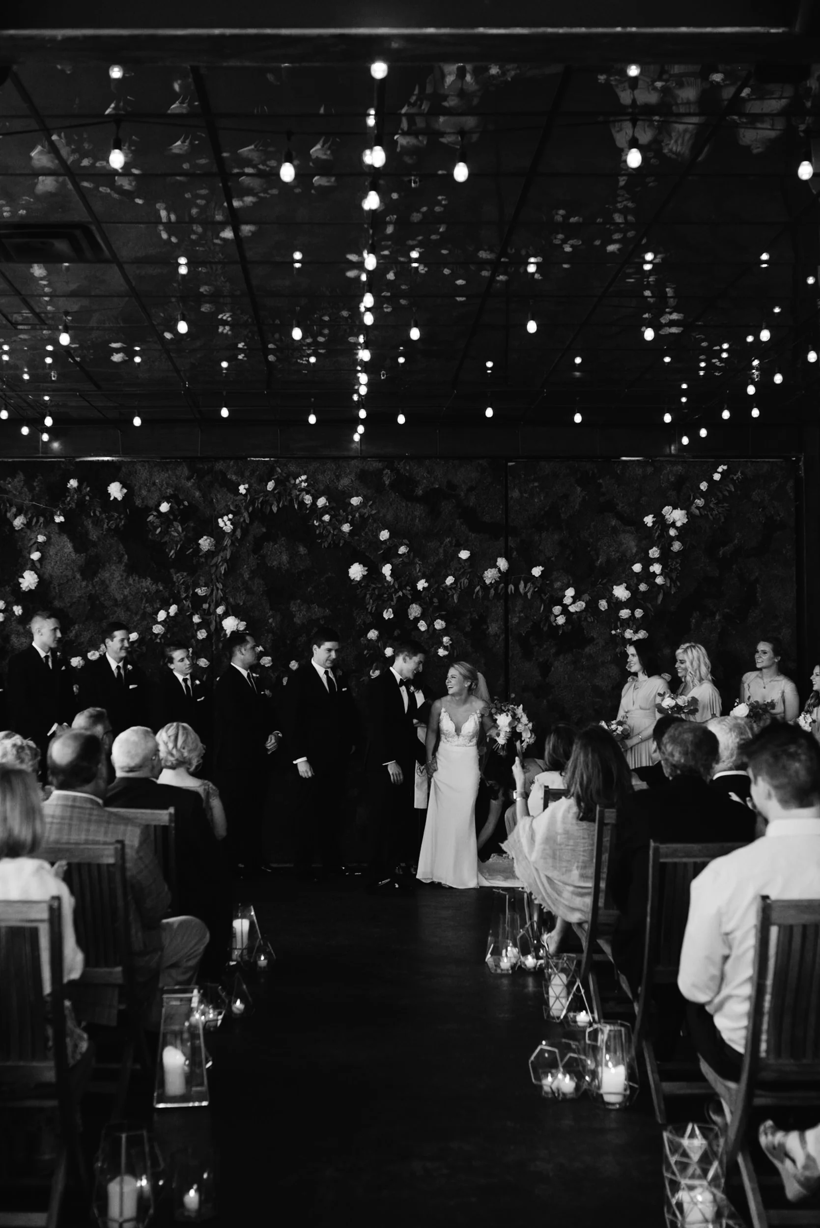  Bride and groom just married after Moss Denver wedding ceremony. Colorado wedding photographer. 