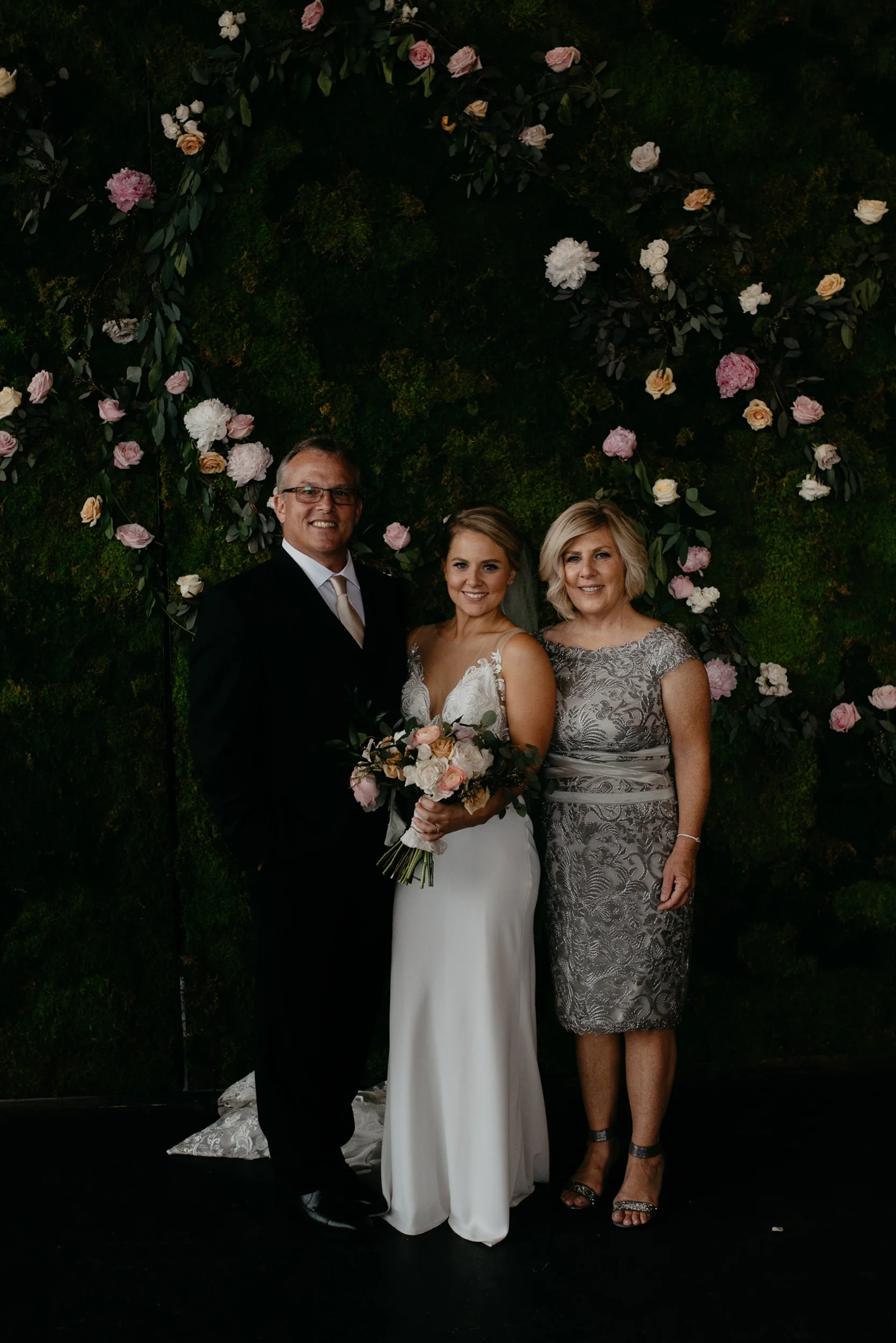 Bride and parents and Denver Moss wedding. Denver wedding venue. 