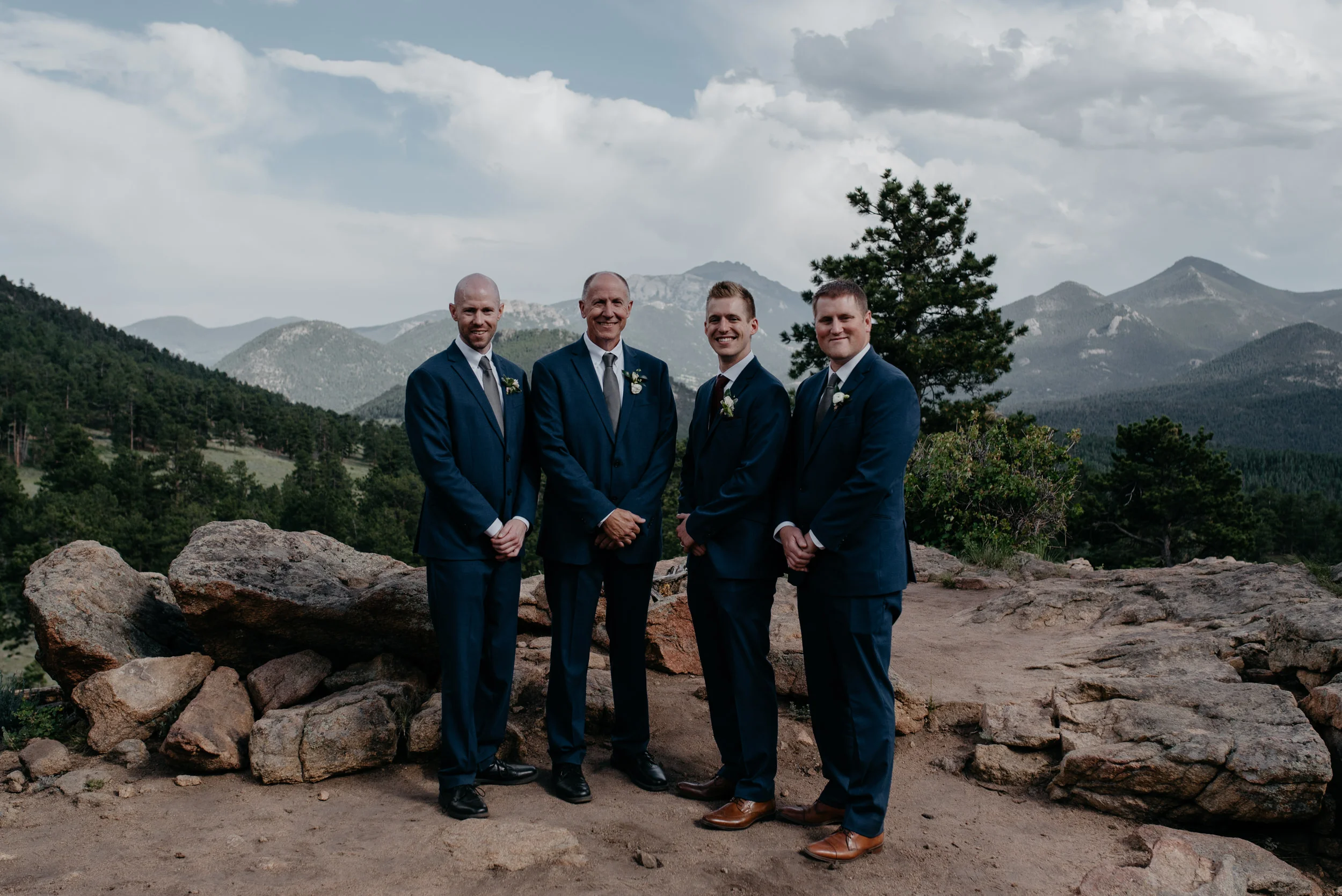  Groomsmen photo at 3M curve wedding in Rocky Mountain National Park. 