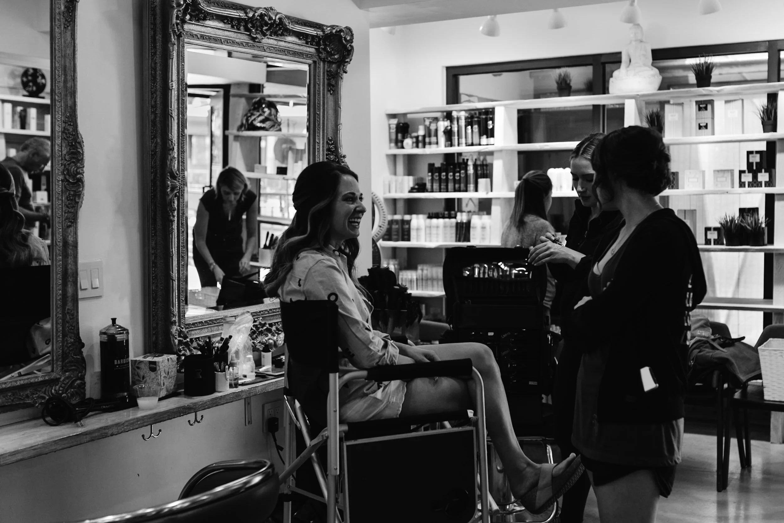  Bride getting ready at Salon Tullio in Aspen, Colorado. Colorado wedding photographer. 