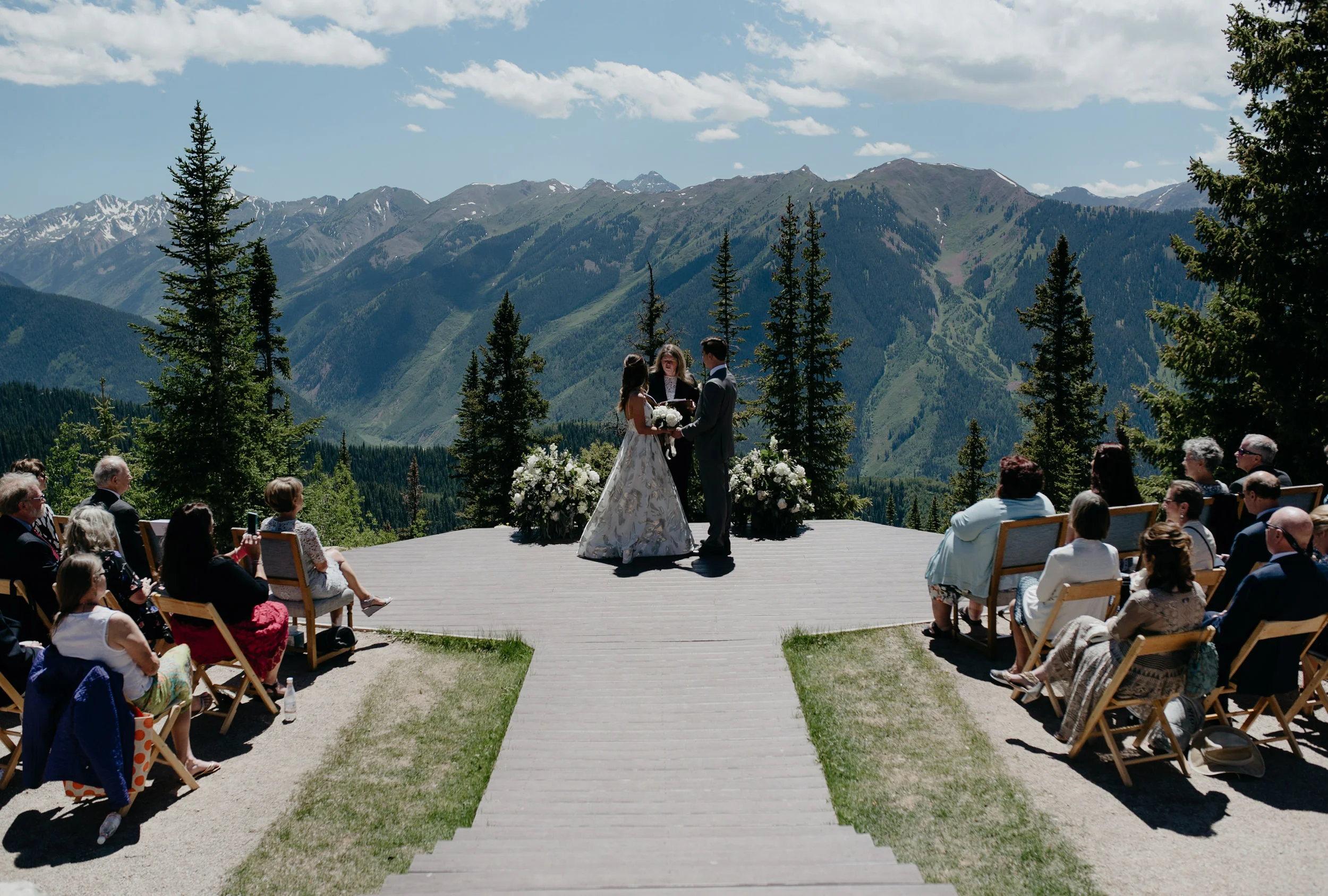  Aspen, Colorado wedding deck ceremony at The Little Nell. 