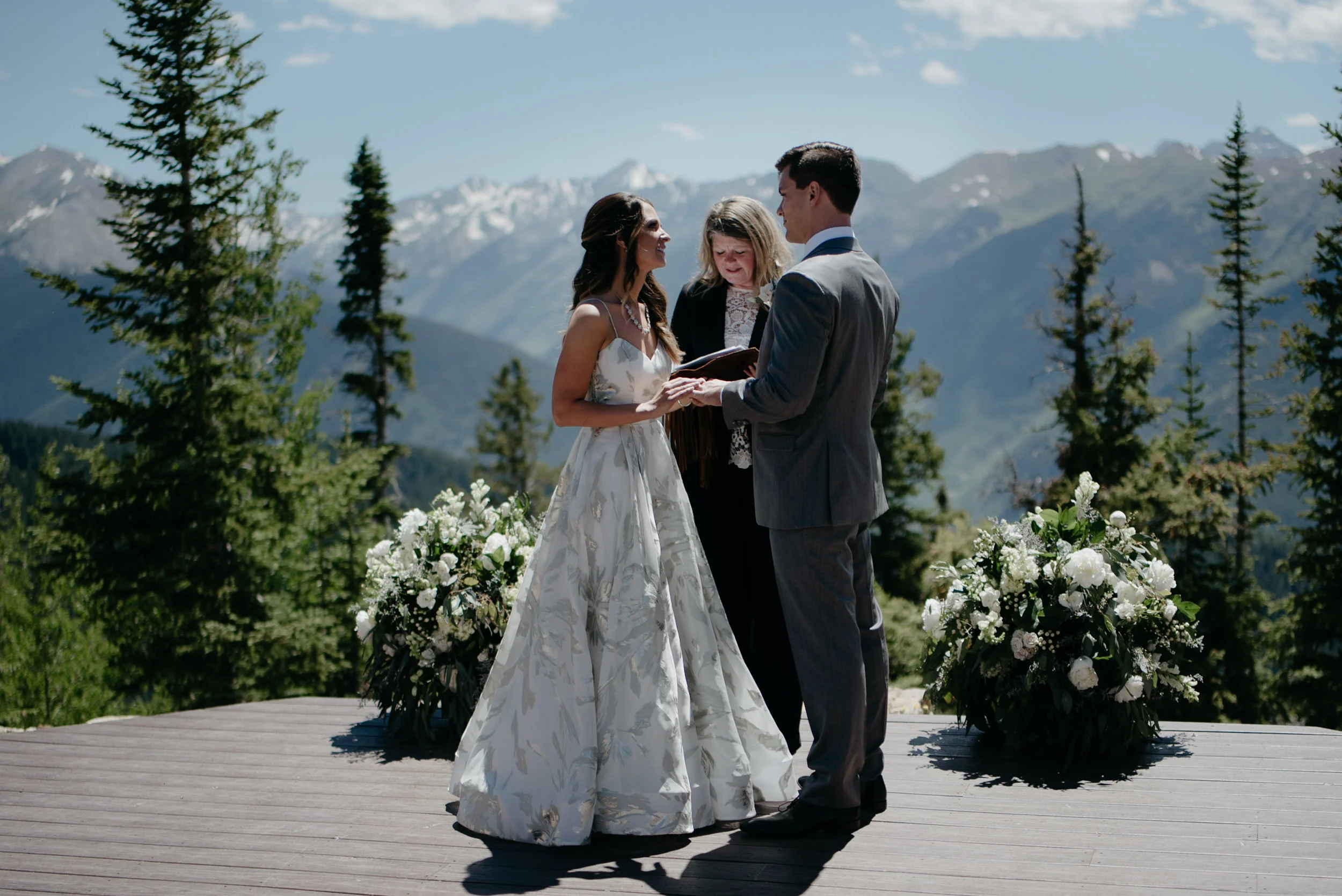  Mountain wedding at The Little Nell.. Aspen wedding deck ceremony. 