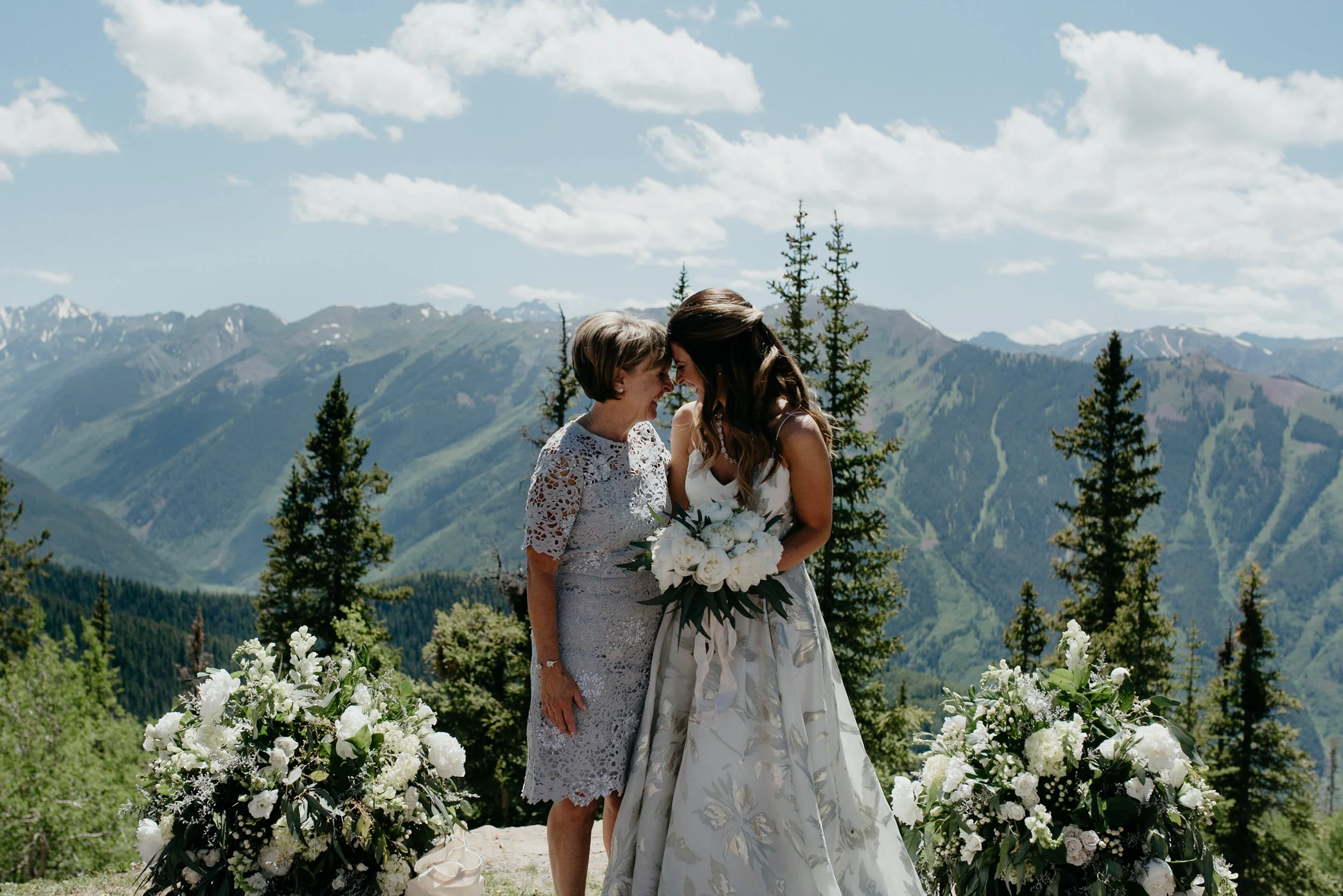  Aspen wedding photographer. Photo of bride and mom. 