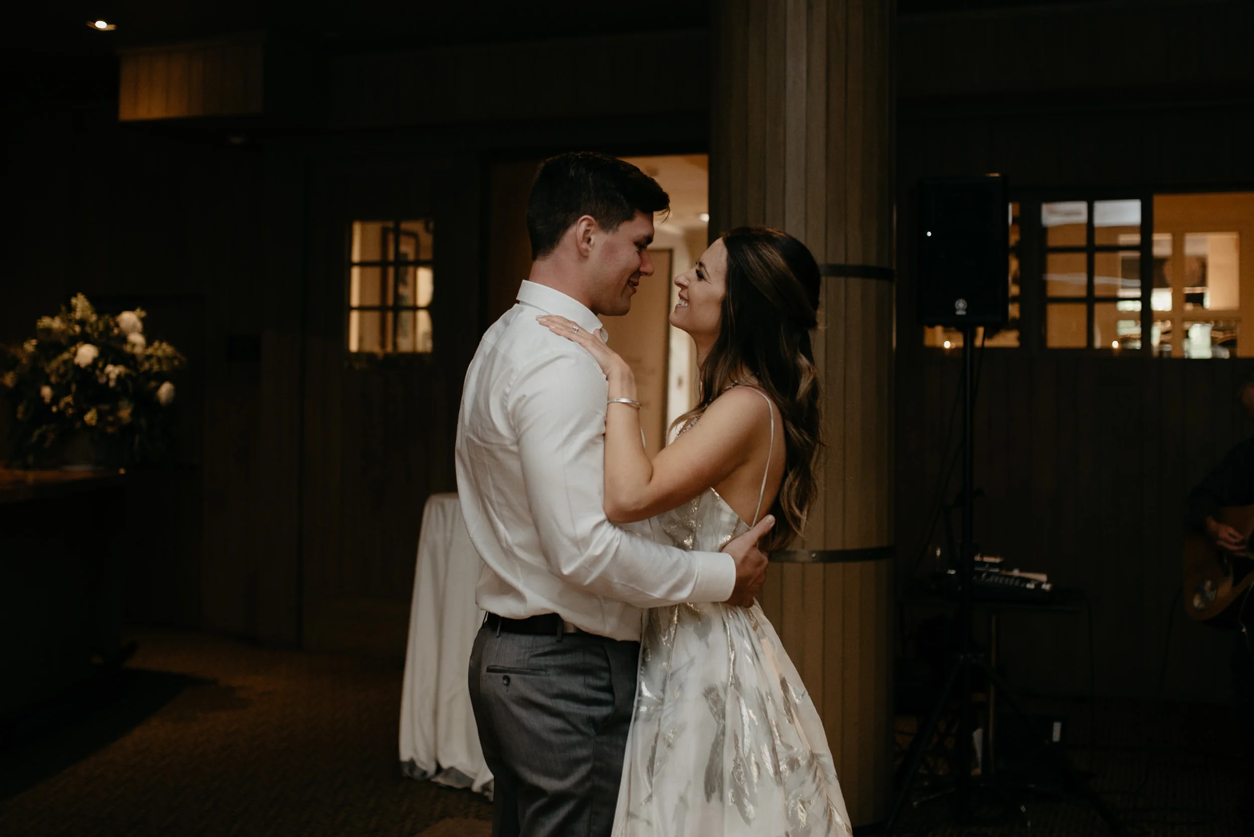  Wedding at The Little Nell in Aspen, Colorado. Bride and groom’s first dance. 