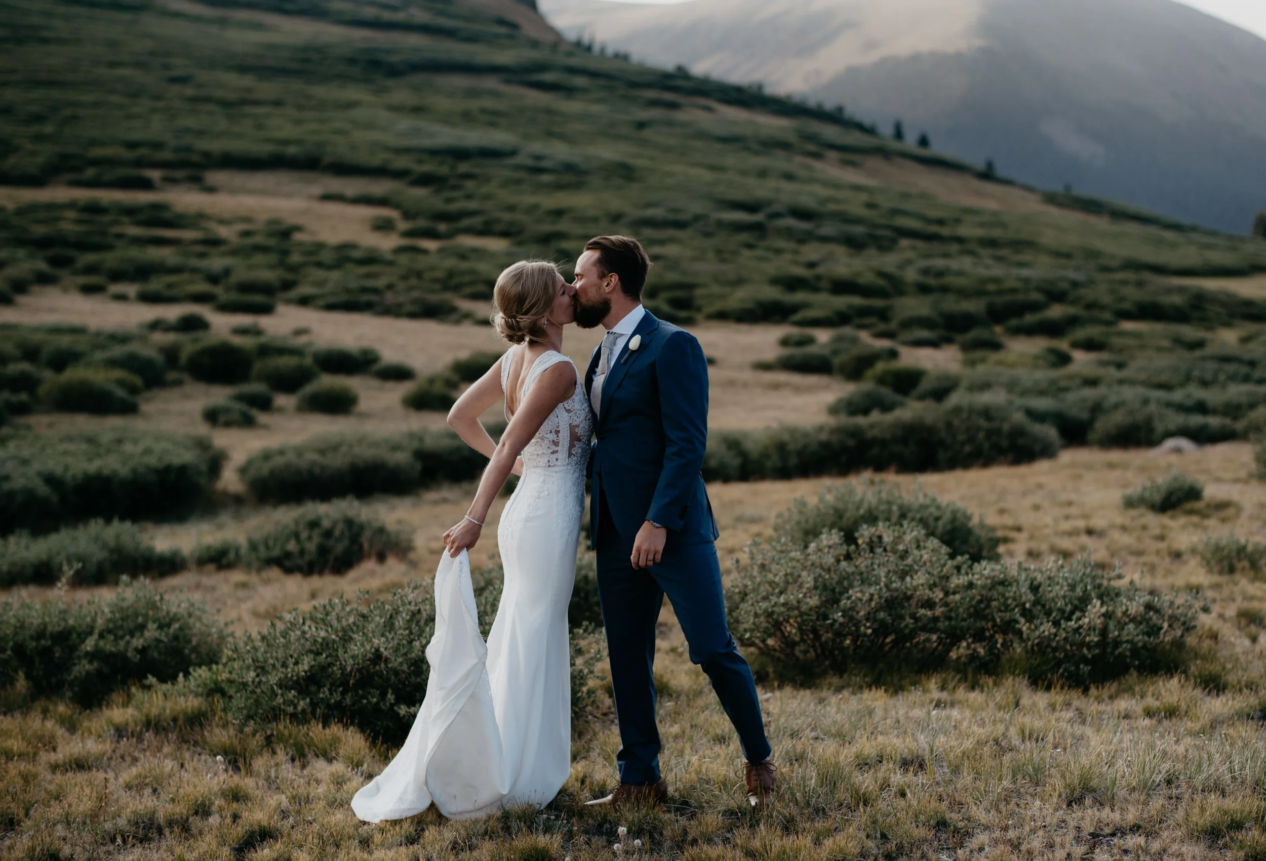  Bride and groom portraits at an elopement at Guanella Pass in Colorado. 