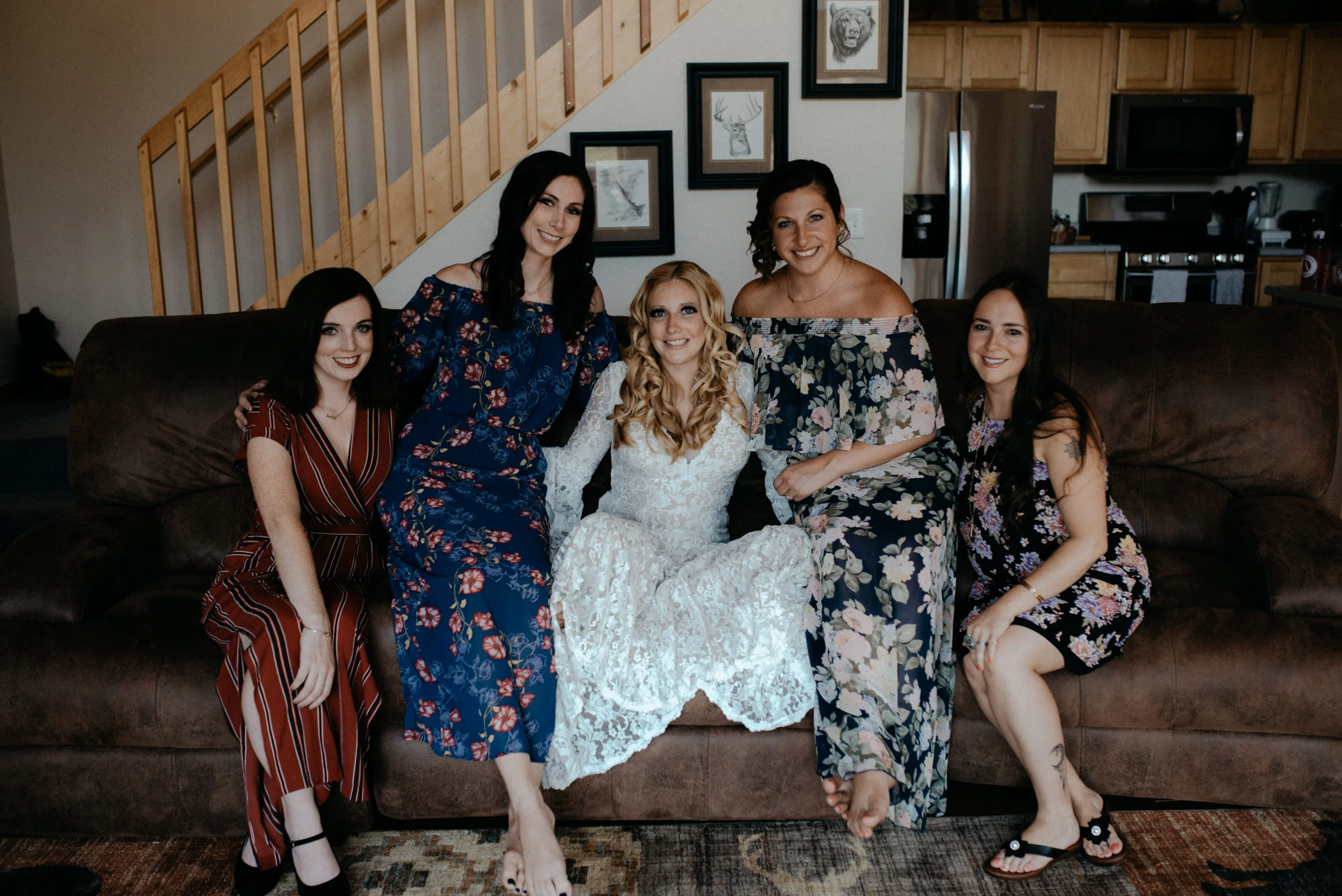  Girls getting ready before ceremony at Rocky Mountain National Park by Colorado elopement Photographer. 