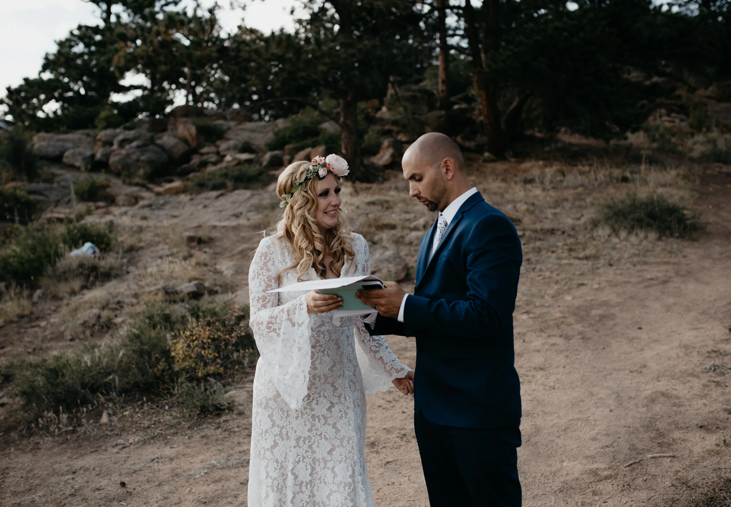  Marriage license signing at 3M curve elopement in Rocky Mountain National Park 