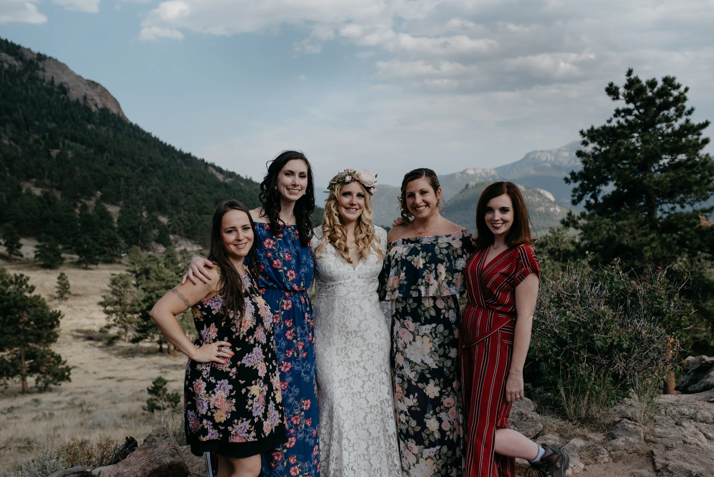  Photos of bridesmaids by Colorado wedding photographer. Estes Park elopement. 