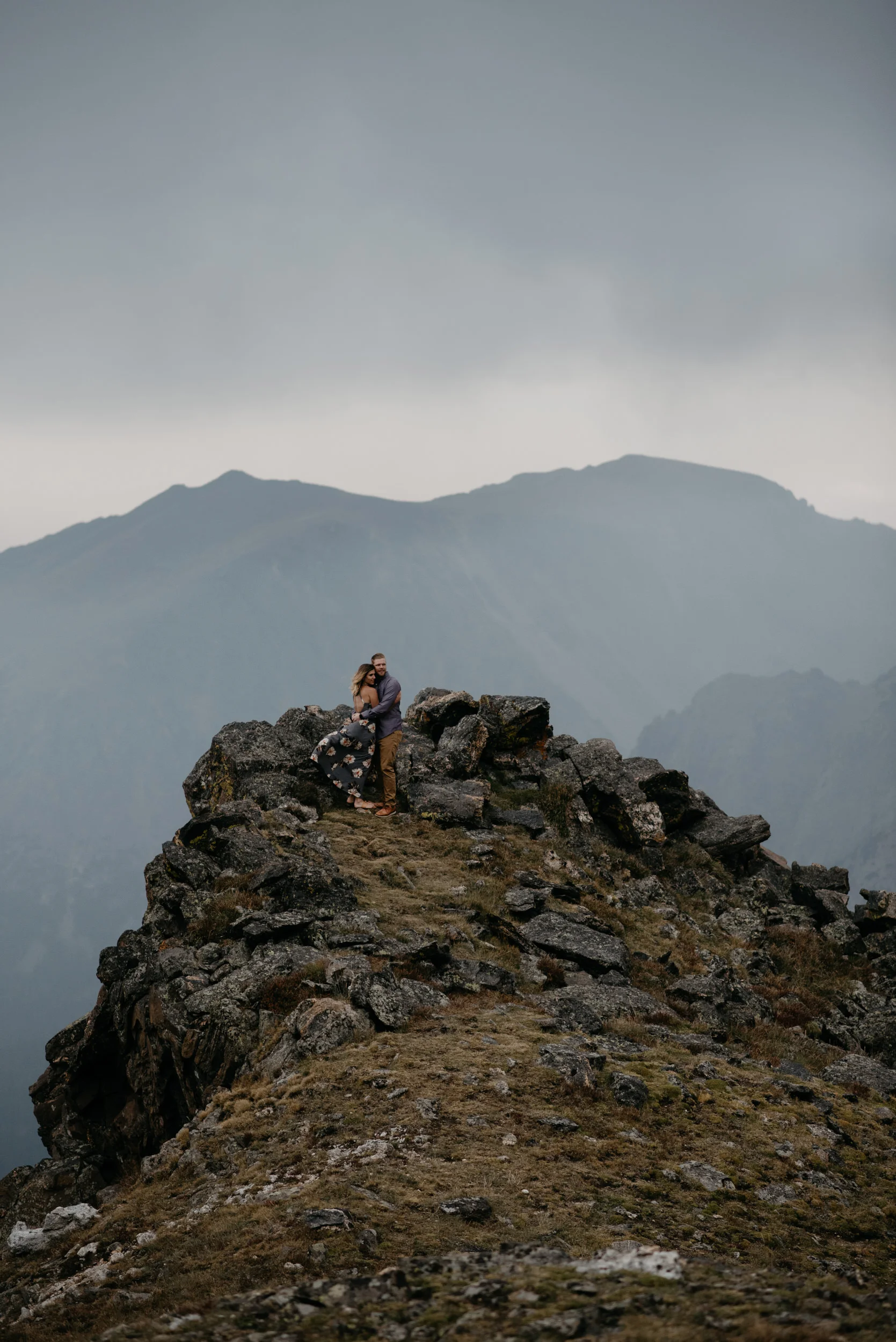  Colorado adventure elopement photographer, Alyssa Reinhold. Adventure engagement session in Rocky Mountain National Park. 