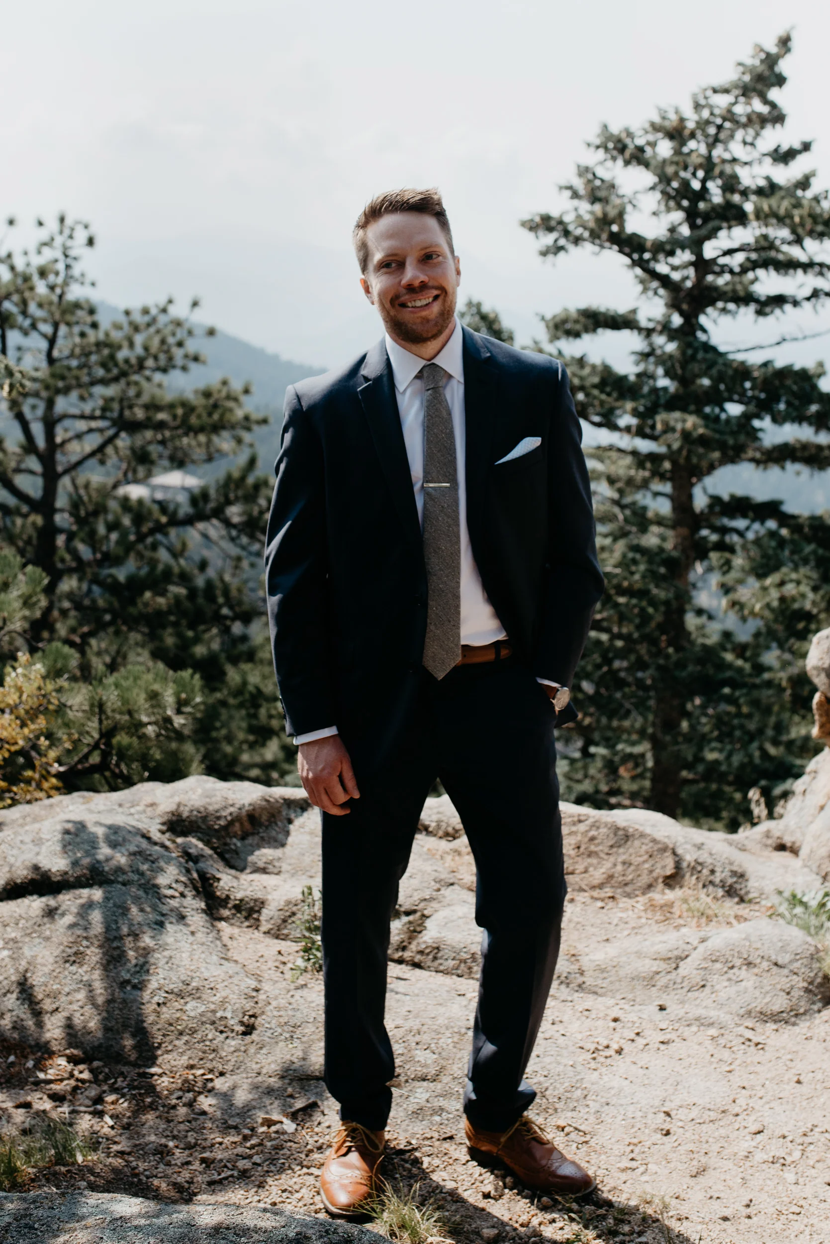  Groom portraits at Lost Gulch elopement. Boulder elopement photographer. 