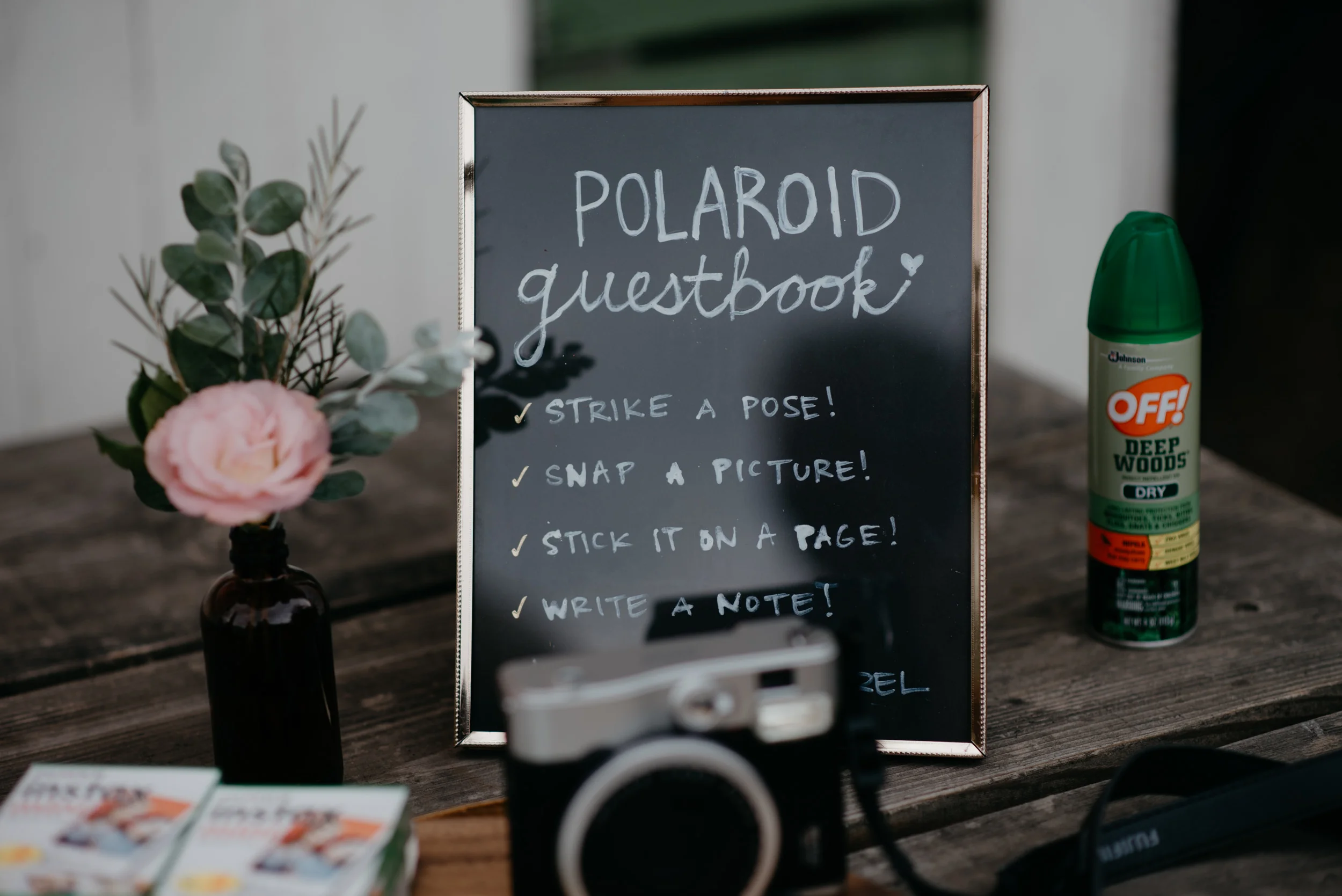  Polaroid guest book at Colorado wedding. Boulder wedding and elopement photographer. Wedding guestbook inspiration. 