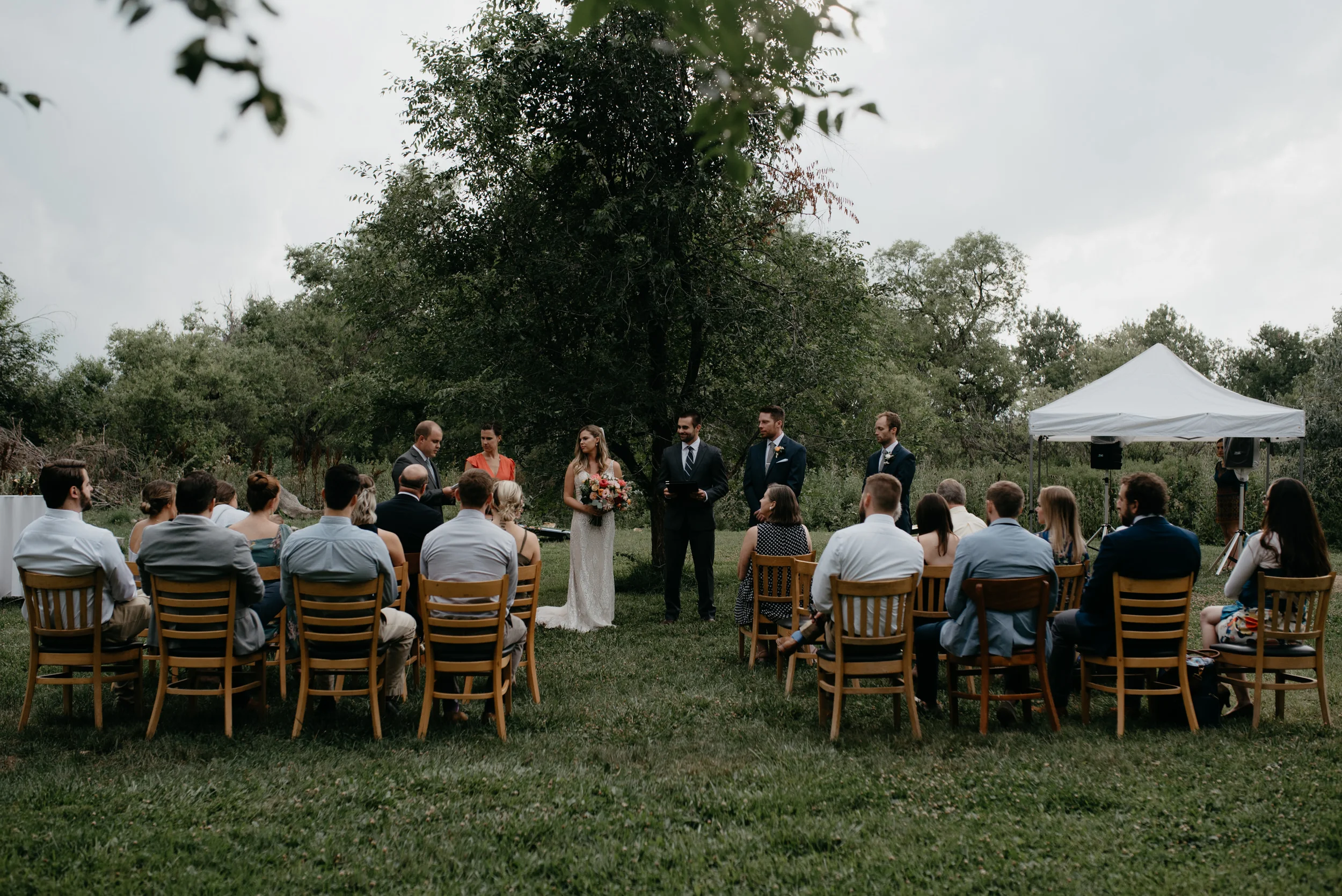  Intimate ceremony at Three Leaf Farm. Boulder, Colorado wedding photographer. 