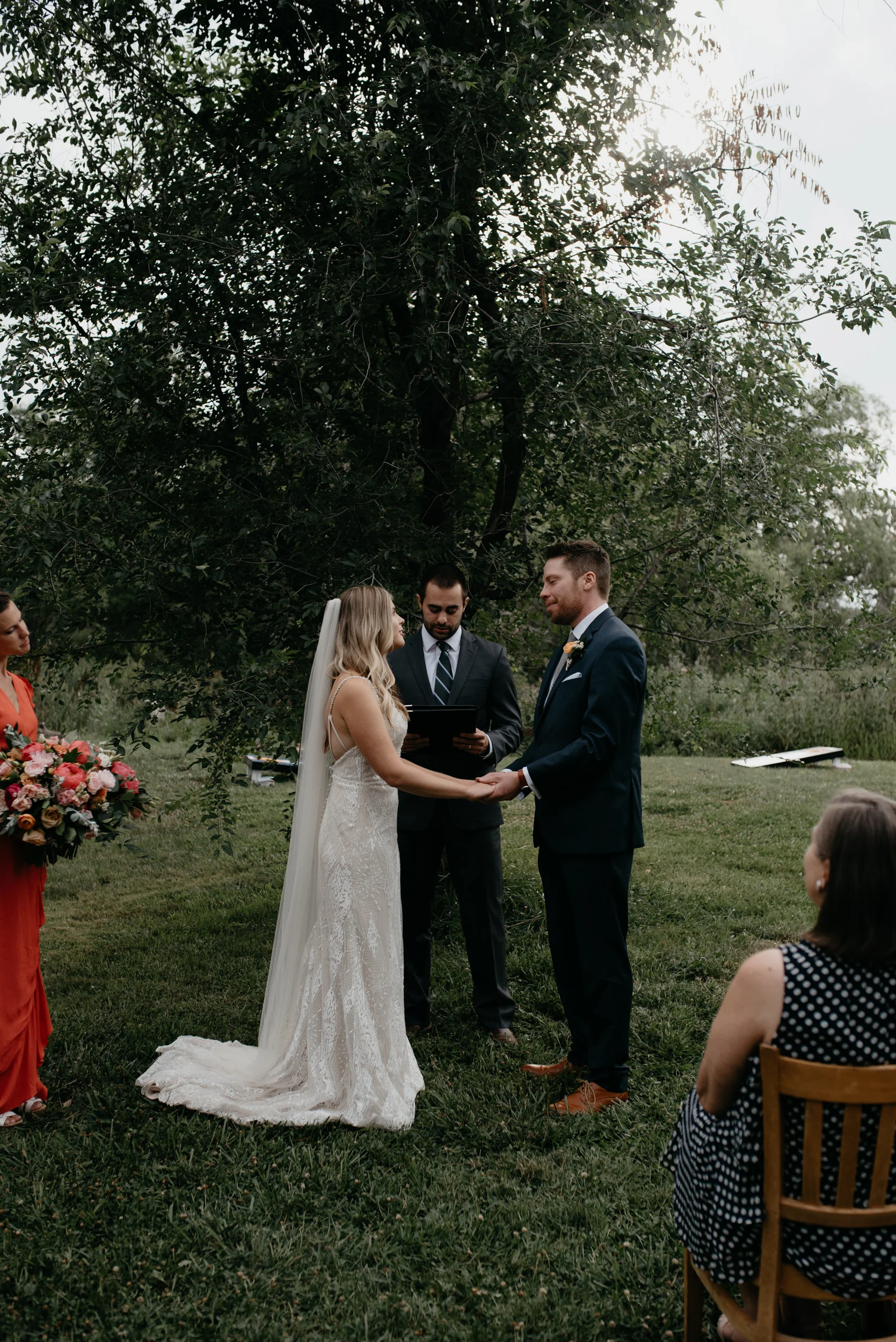  Three Leaf Farm wedding ceremony in Boulder, Colorado. Colorado intimate wedding and elopement photographer. Boulder rustic farm wedding venue. 