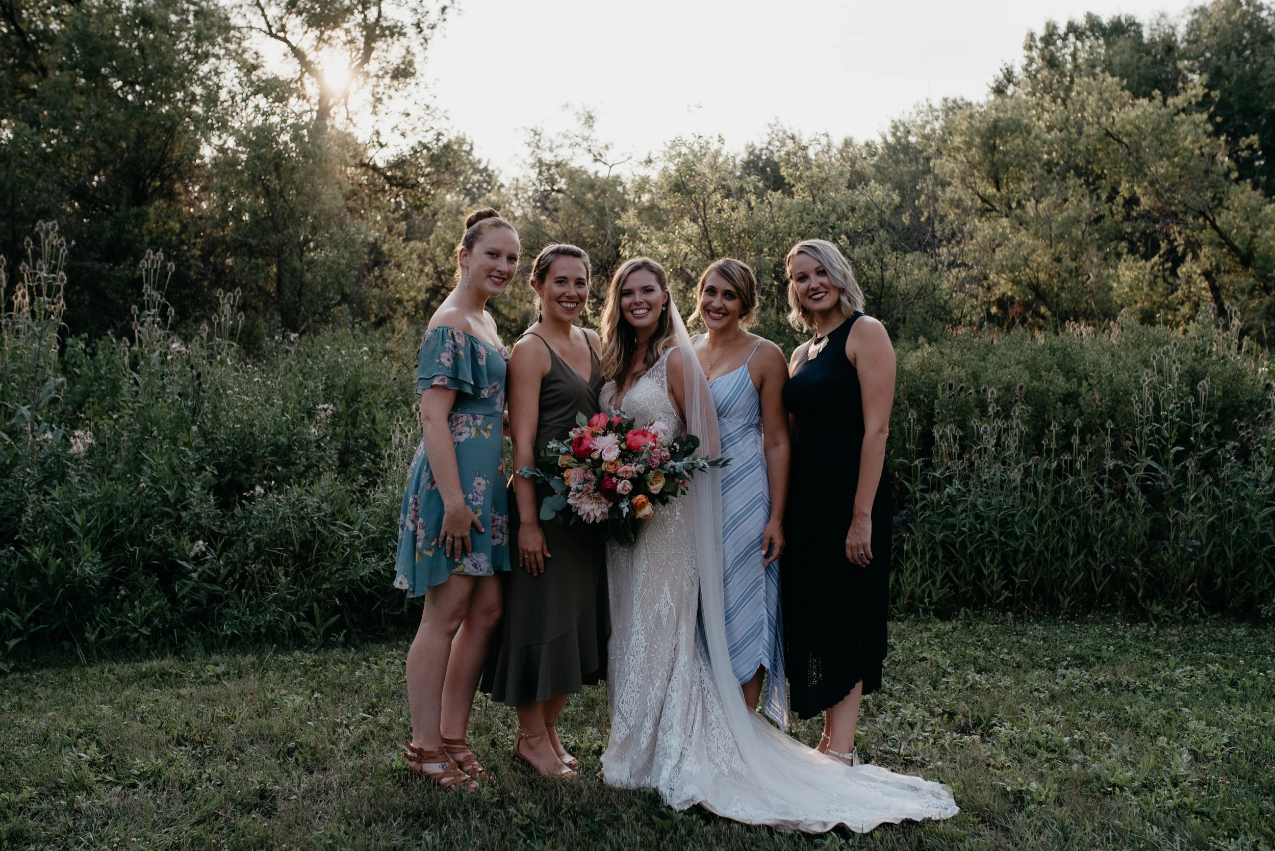  Boulder, Colorado wedding photography. Bridesmaids photos at Three Leaf Farm wedding. 